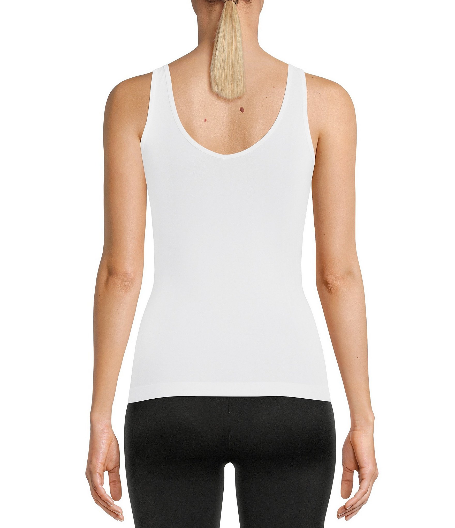 Modern Movement Seamless Scoop Neck Sleeveless Cotton Blend Tank