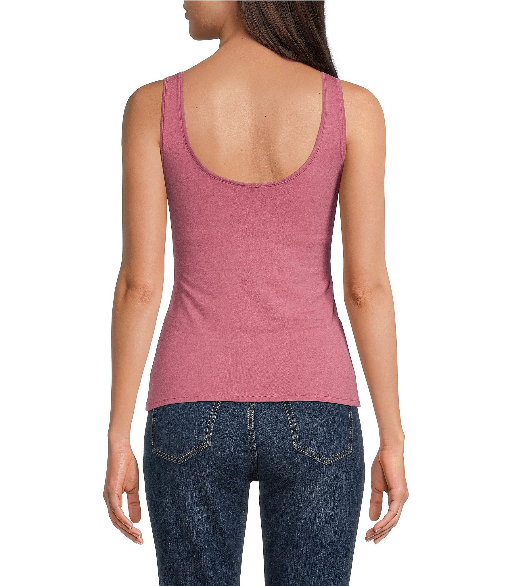Modern Movement Sleeveless Scoop Neck Step In Tank Top