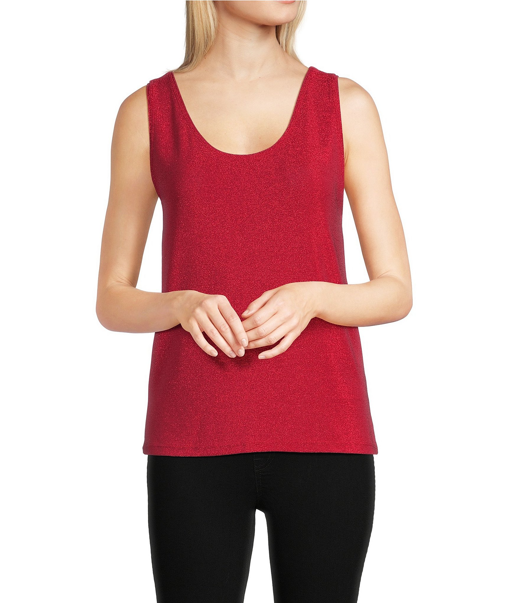 Modern Movement Sleeveless V-Neck Lurex Two-Way Stretch Holiday Camisole