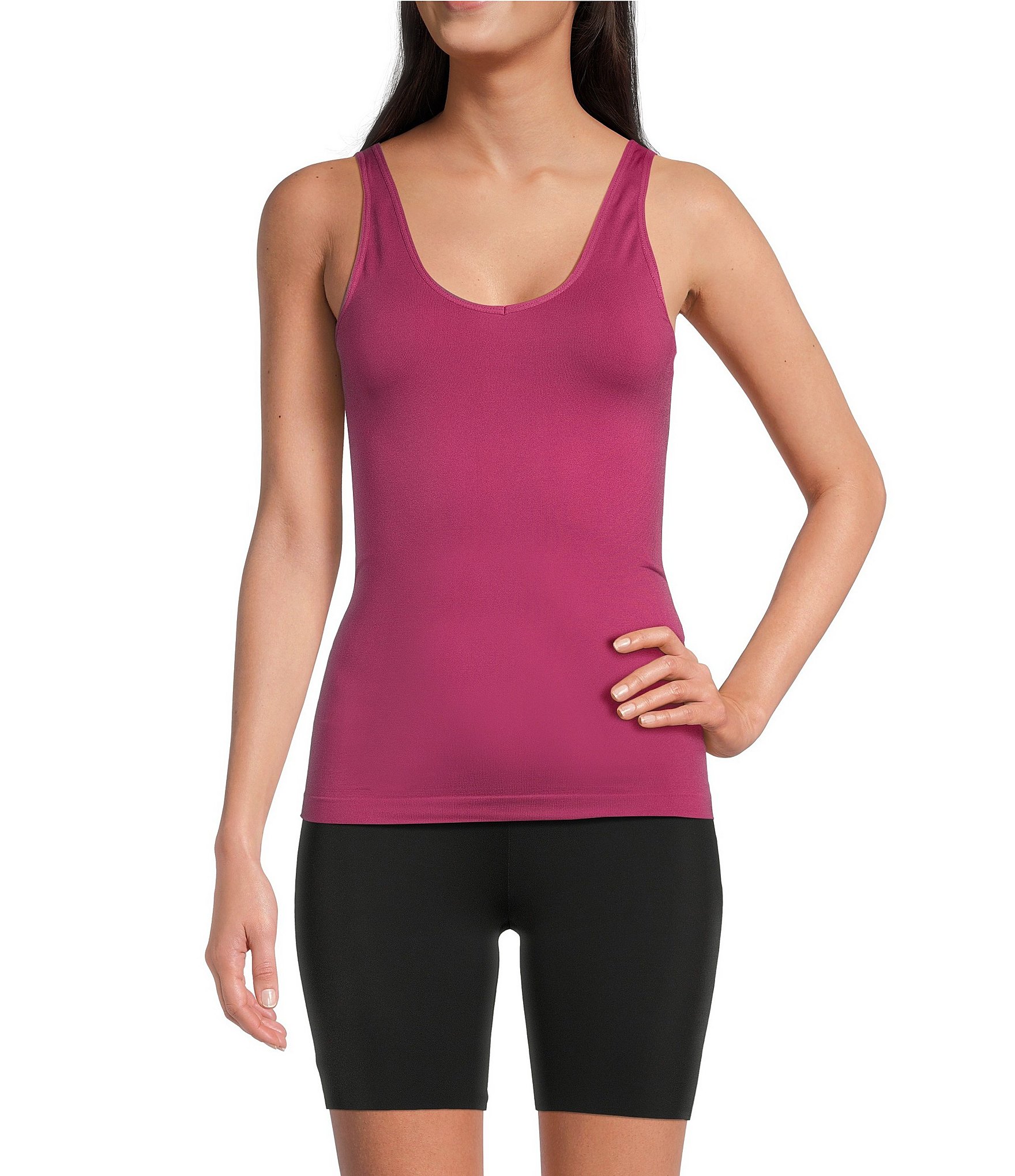 Modern Movement Solid Seamless Reversible Micro Knit Tank