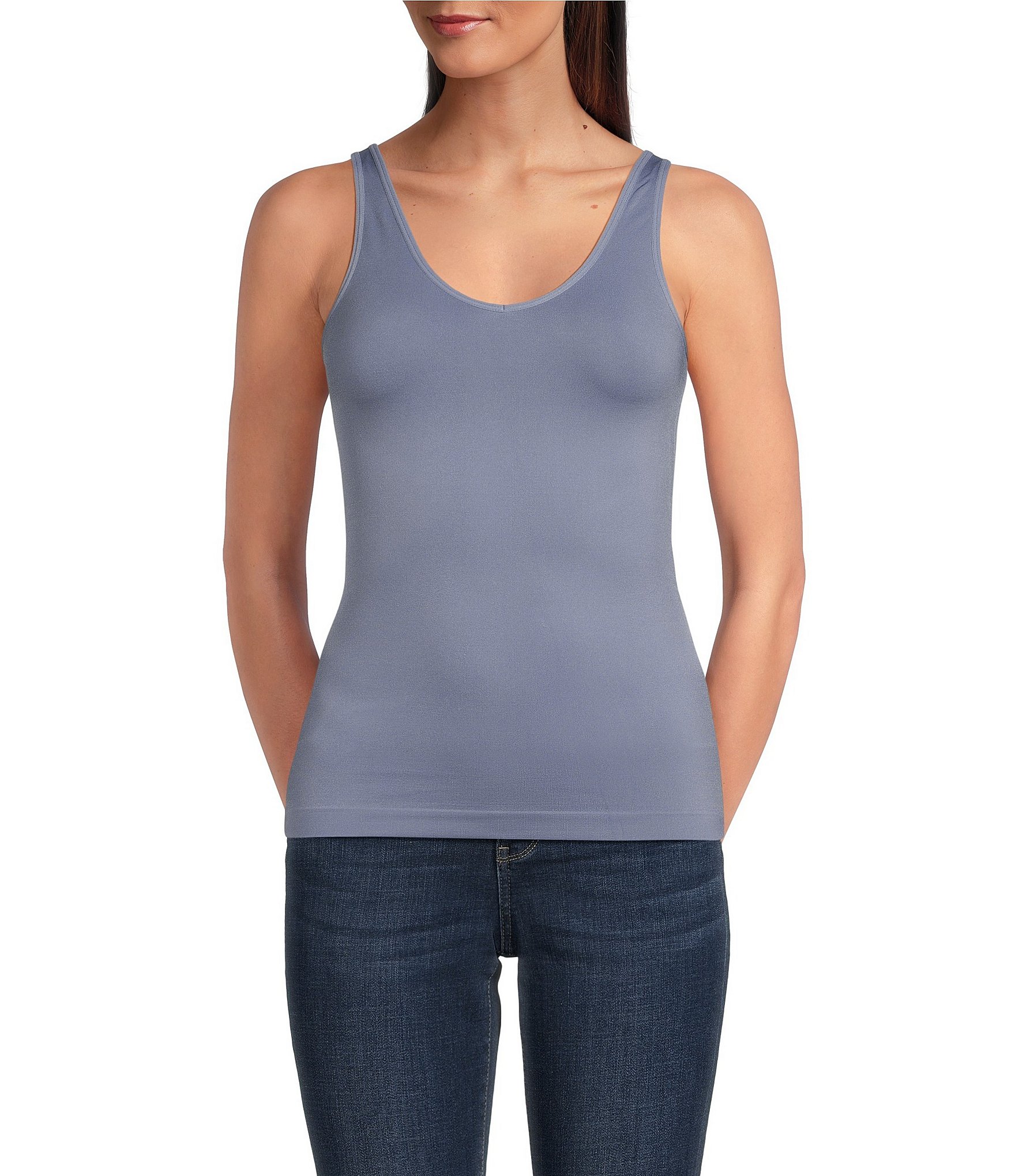 Modern Movement Solid Seamless Reversible Micro Knit Tank