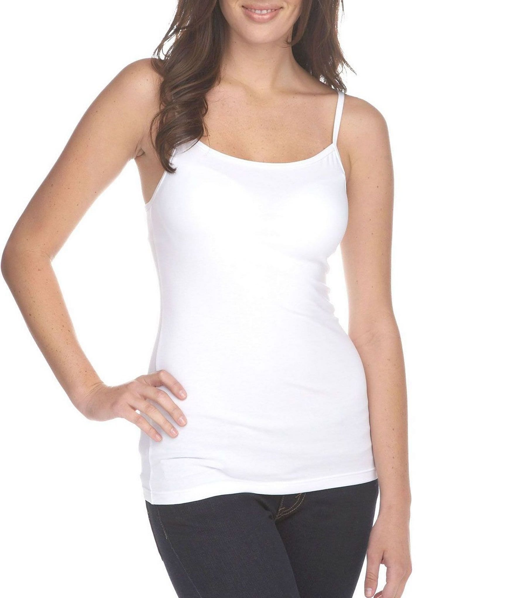 V FOR CITY Women's Cotton Tank Top with Shelf Bra Adjustable Wider Strap  Camisol