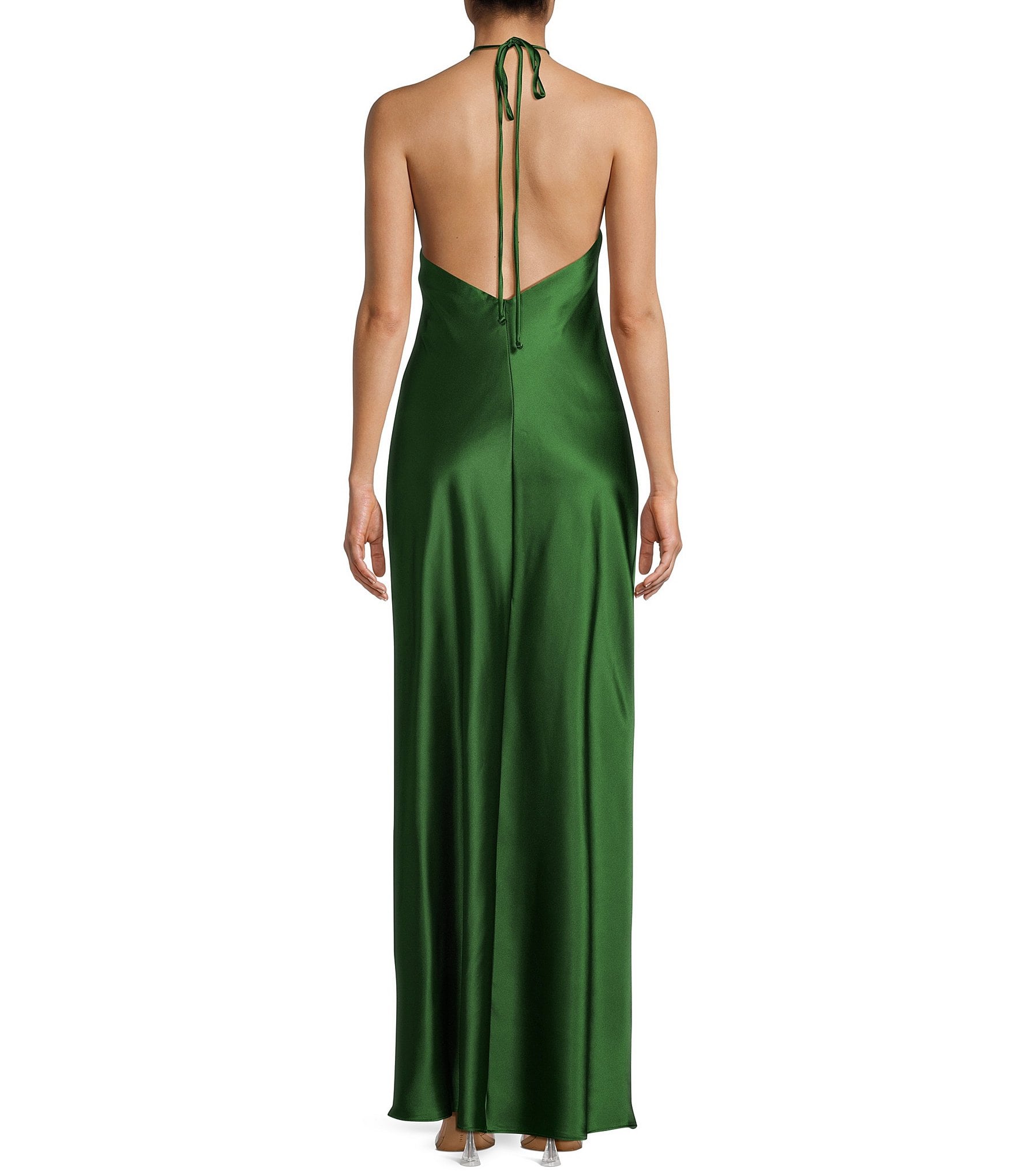 Morgan & Co. Satin Halter Neck Long Dress