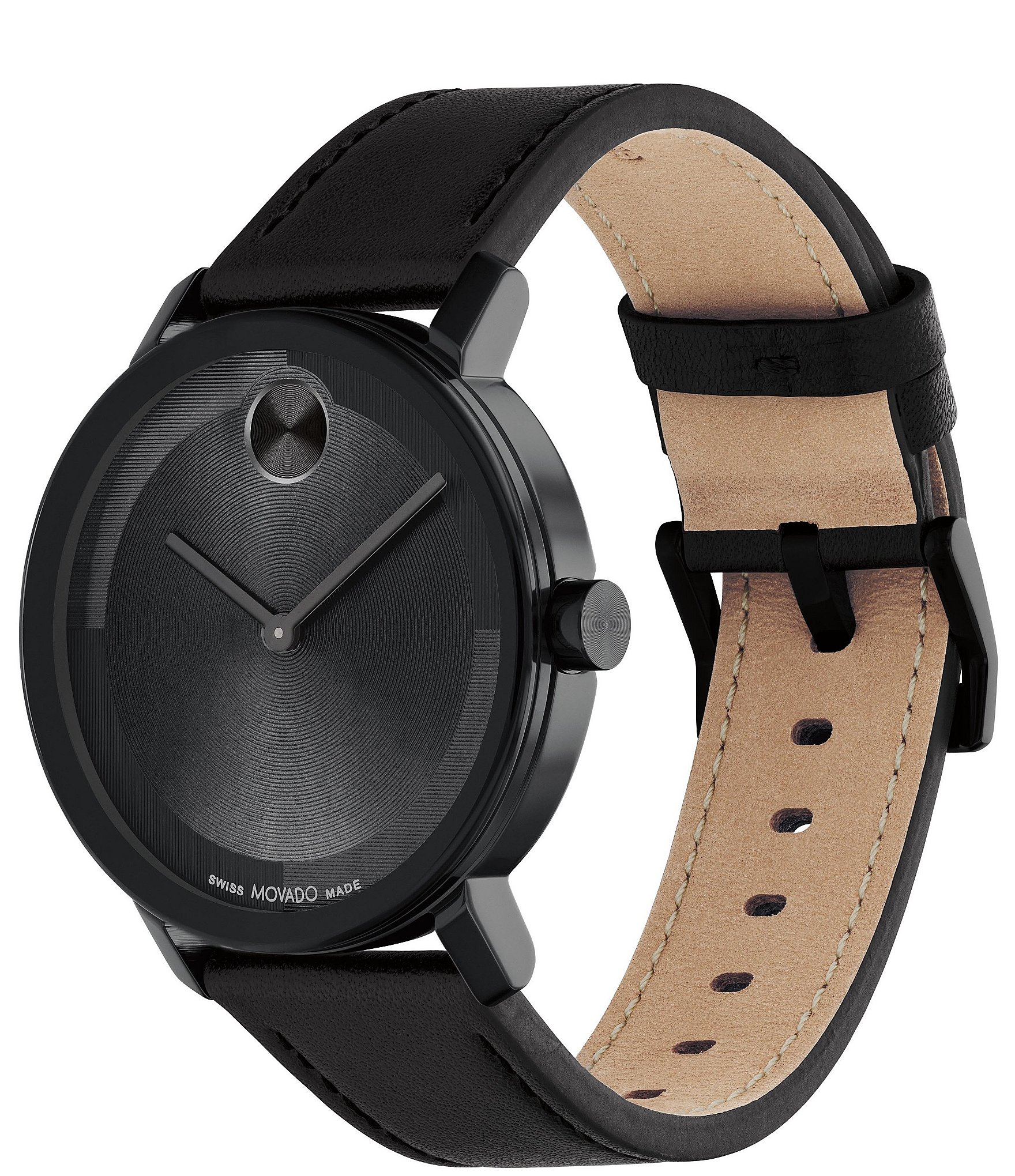 Movado Bold Men's Evolution 2.0 Quartz Analog Black Leather Strap Watch