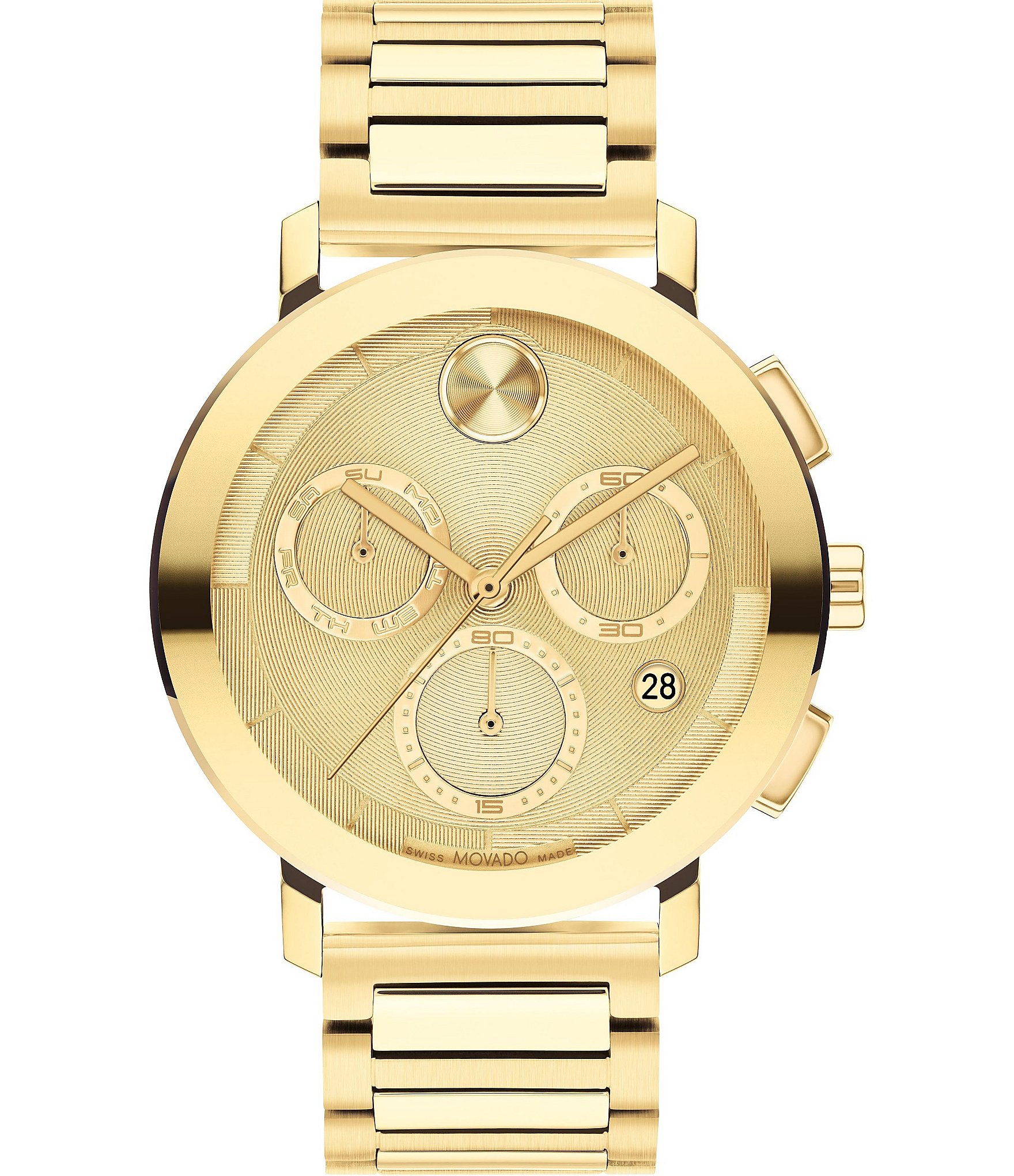 Movado Bold Men's Evolution 2.0 Quartz Chronograph Gold Tone Stainless Steel Bracelet Watch