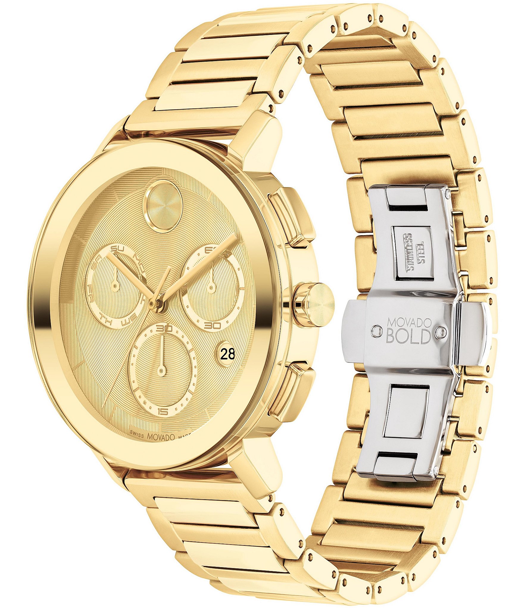 Movado Bold Men's Evolution 2.0 Quartz Chronograph Gold Tone Stainless Steel Bracelet Watch