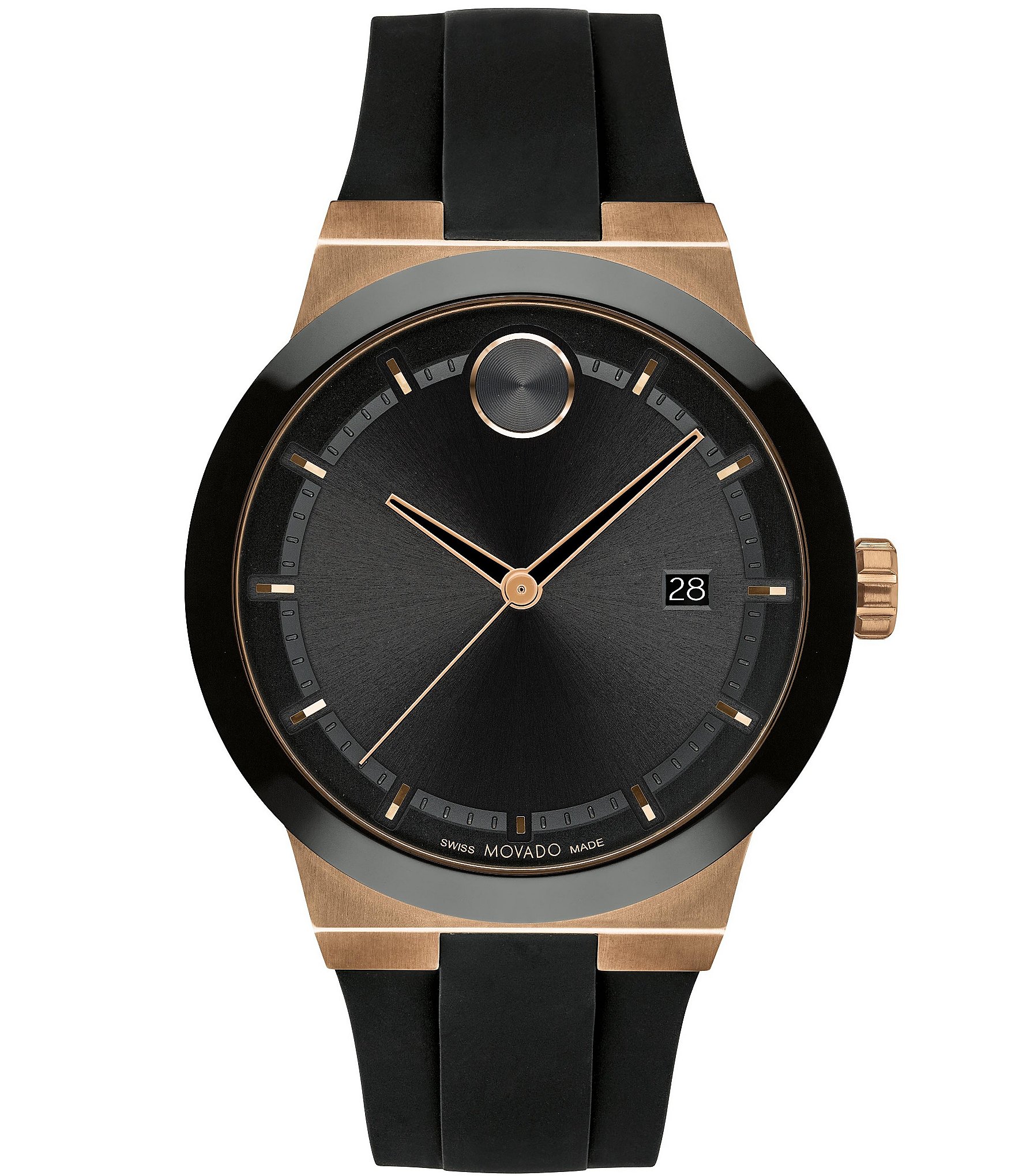 Movado BOLD Men's Swiss Quartz Analog Black Silicone Strap Watch ...