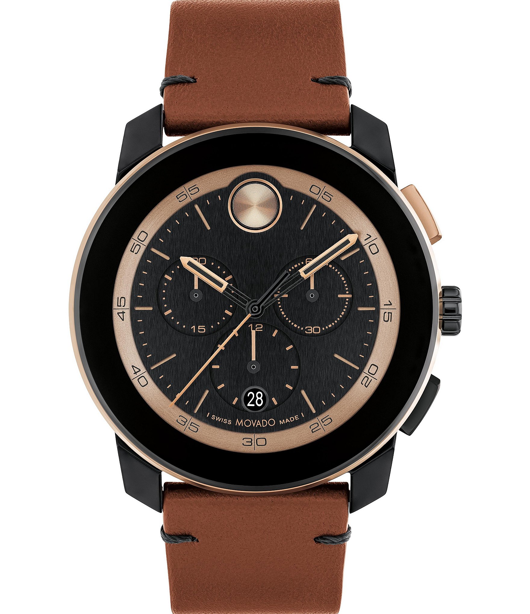 Movado Bold Men s TR90 Quartz Chronograph Cognac Leather Strap