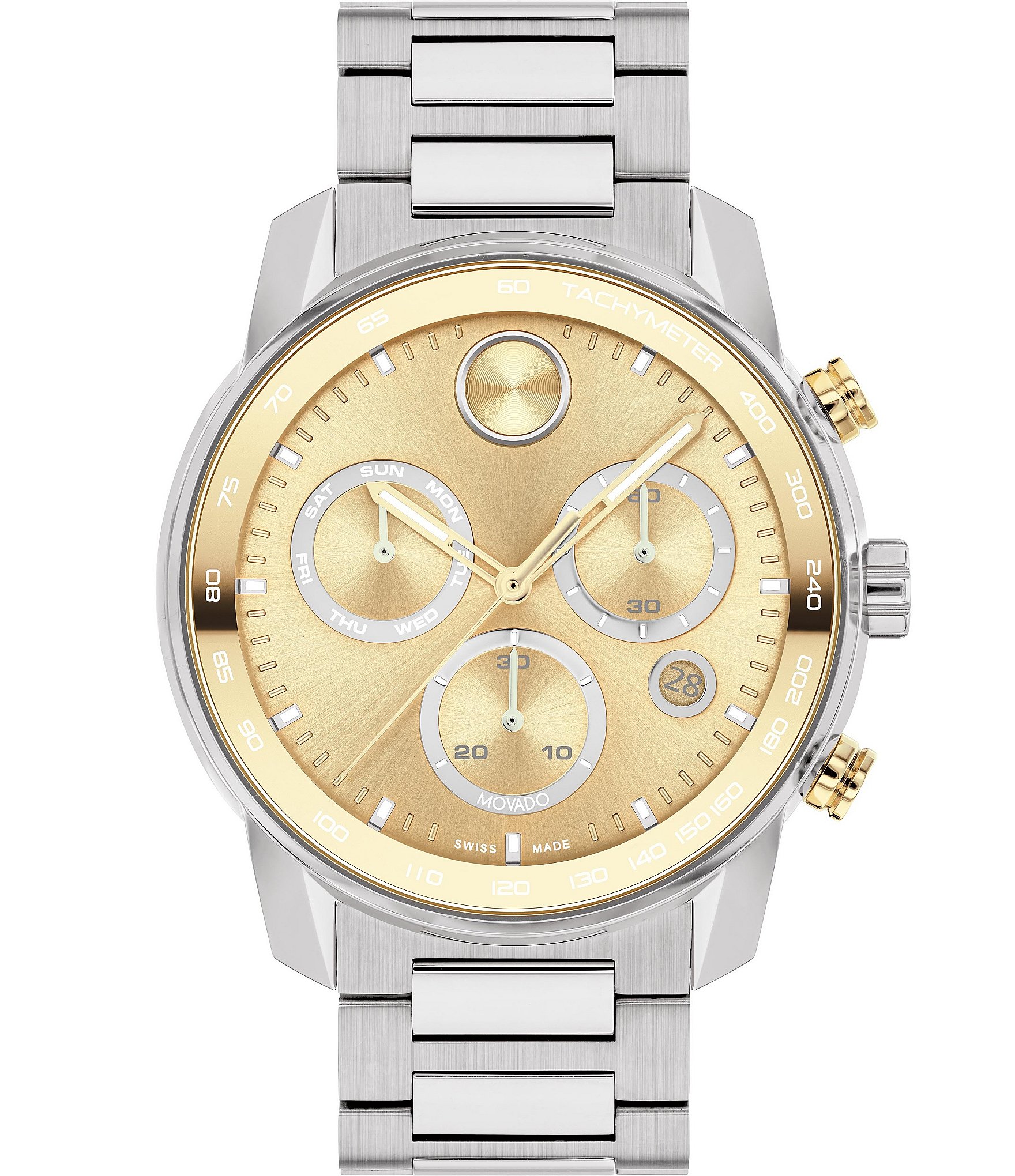 Movado Bold Men's Verso Quartz Chronograph Two Tone Stainless Steel Bracelet Watch