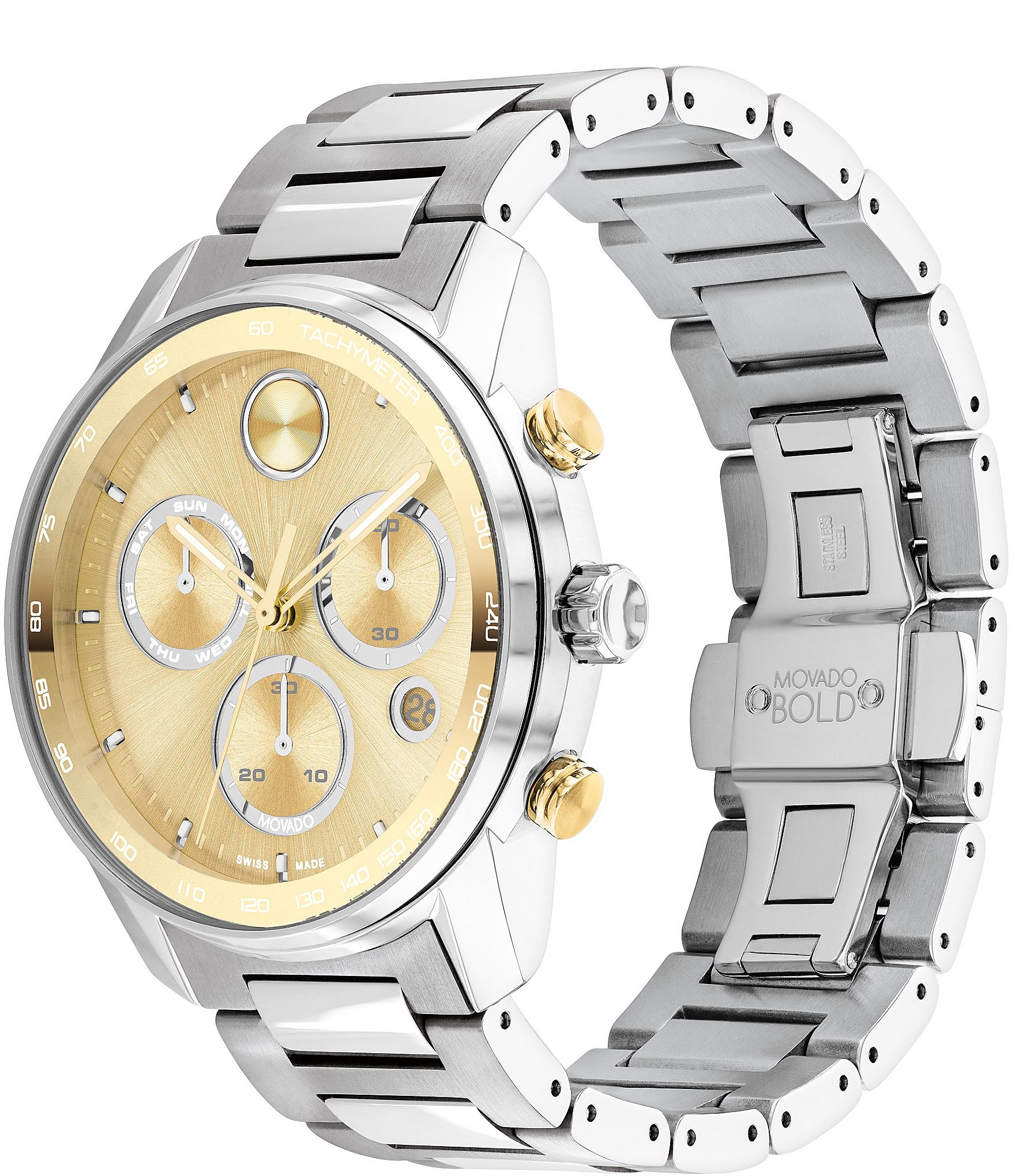 Movado Bold Men's Verso Quartz Chronograph Two Tone Stainless Steel Bracelet Watch