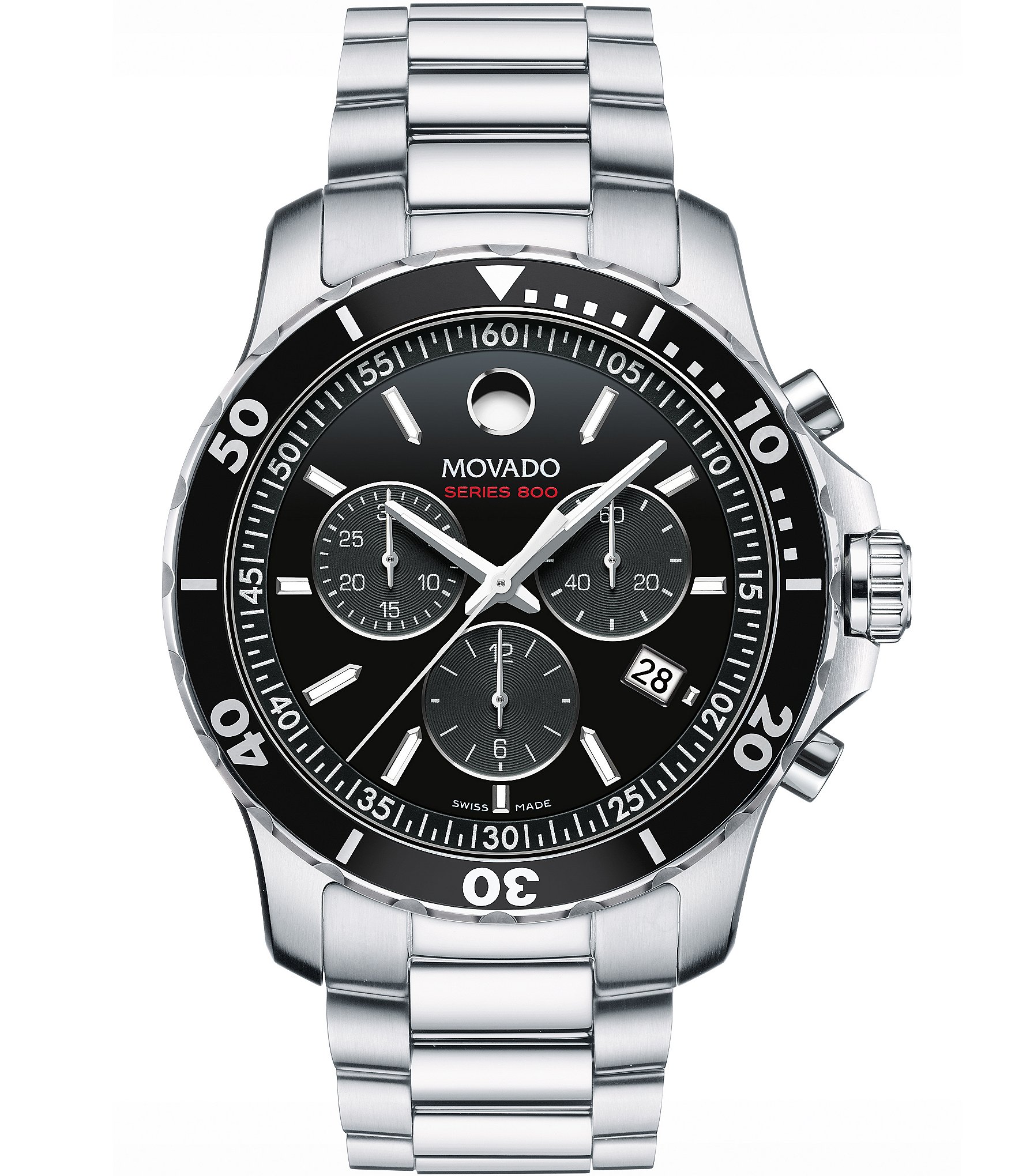 Movado Series 800 Silver-Tone Quartz Chronograph Movement Watch