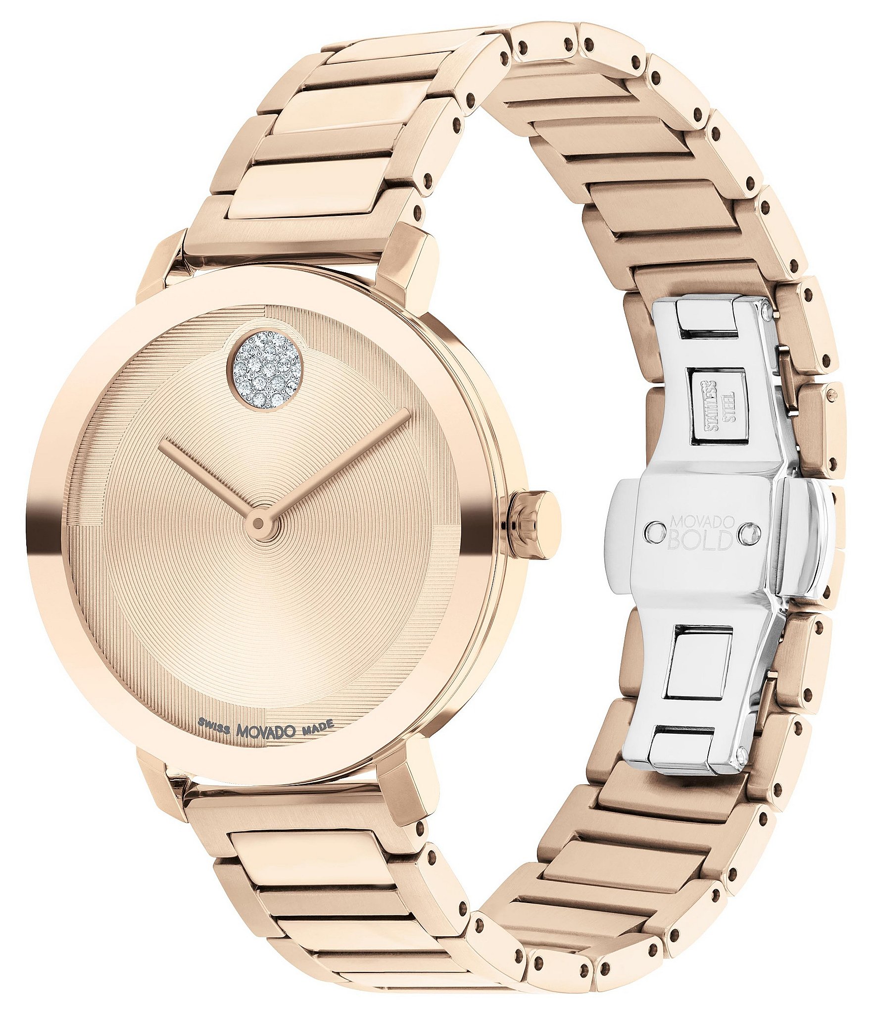 Movado Bold Women's Evolution 2.0 Quartz Analog Crystal Set Dot Stainless Steel Bracelet Watch