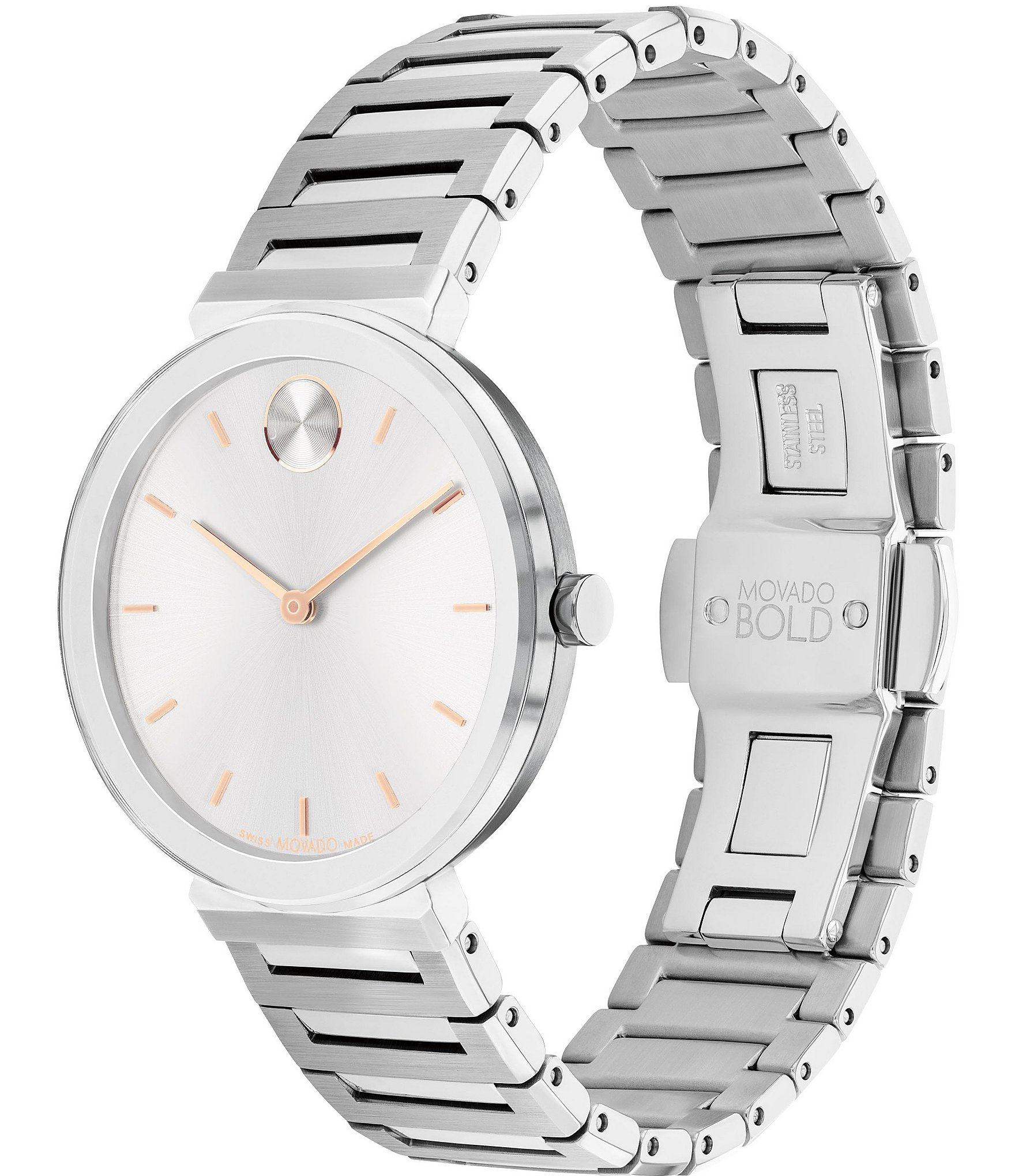 Movado Bold Women's Silver Quartz Analog Stainless Steel Bracelet Watch