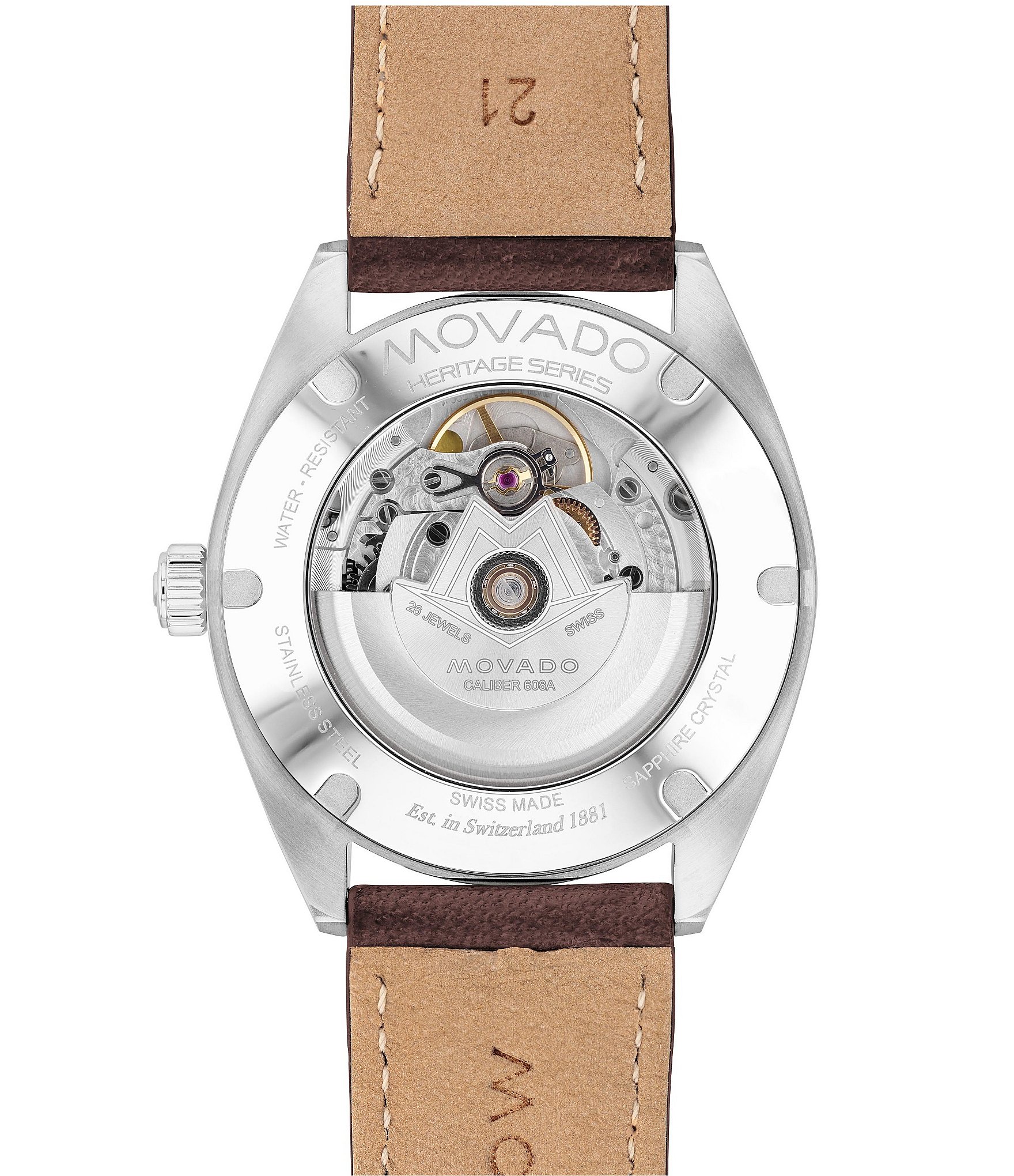 Movado Men's Datron Automatic Chocolate Leather Strap Watch