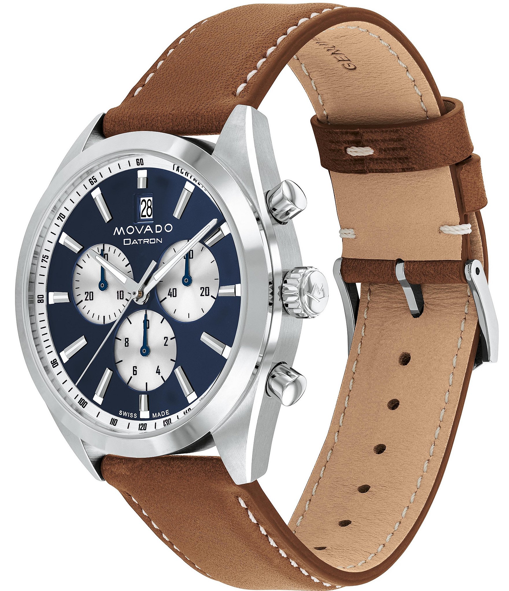 Movado Men's Datron Quartz Chronograph Cognac Leather Strap Watch