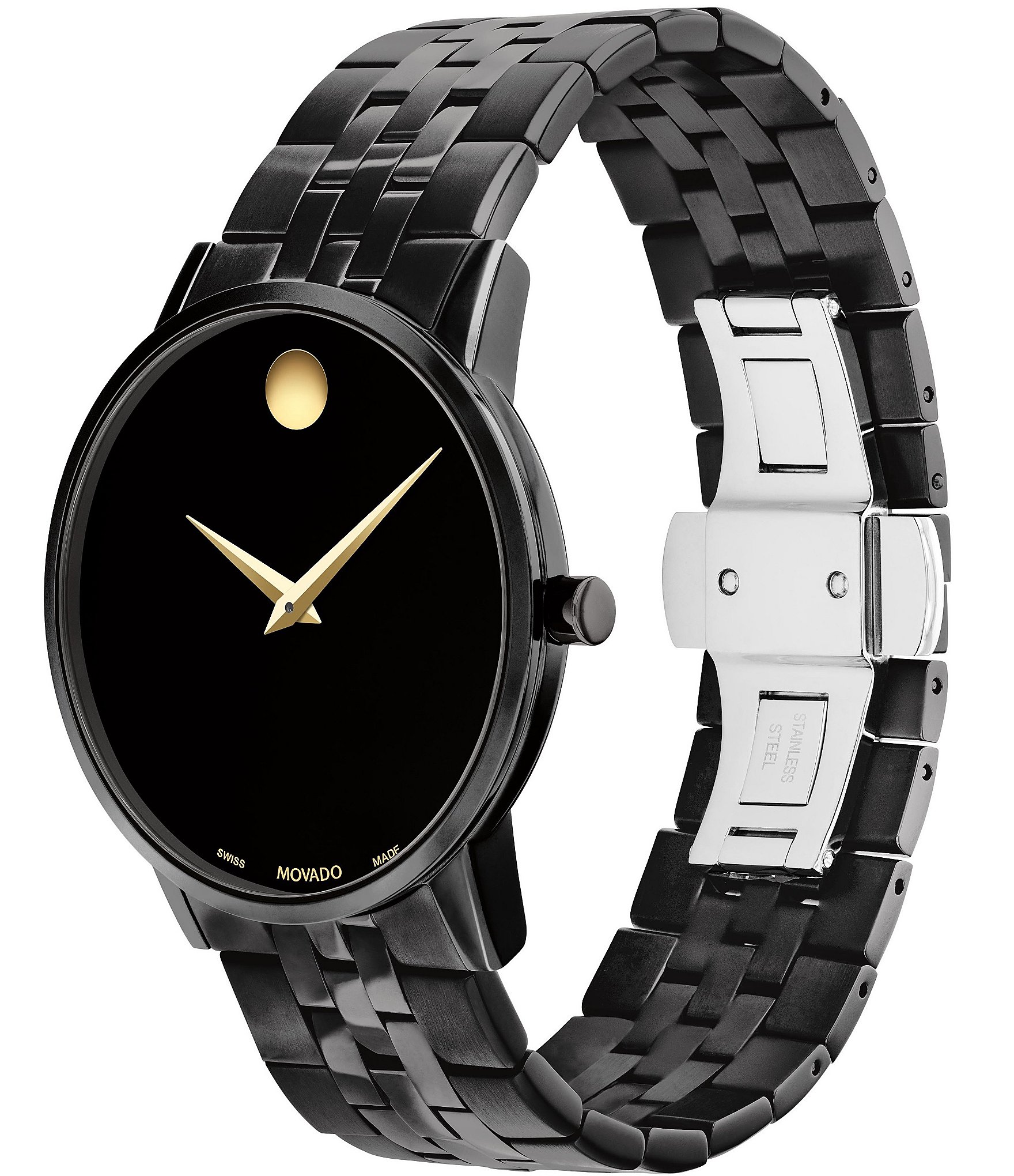 Movado Men's Museum Classic Quartz Analog Black Stainless Steel Bracelet Watch