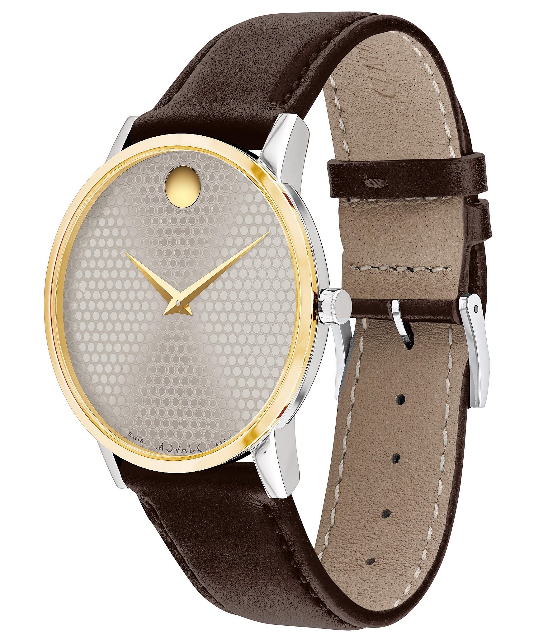 Movado Men's Museum Classic Quartz Analog Two-Tone Brown Leather Strap Watch