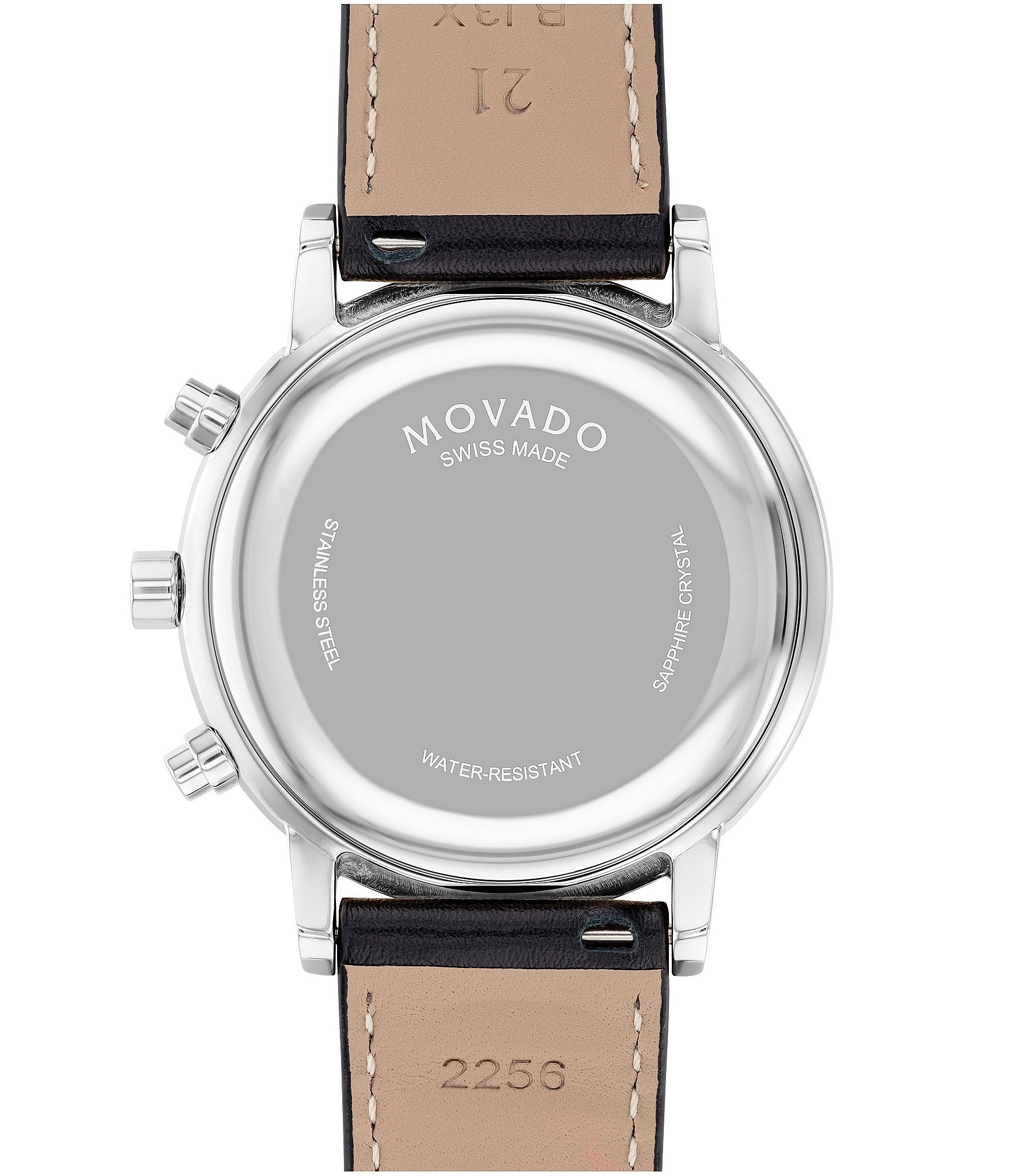 Movado Men's Museum Classic Quartz Chronograph Black Leather Strap Watch