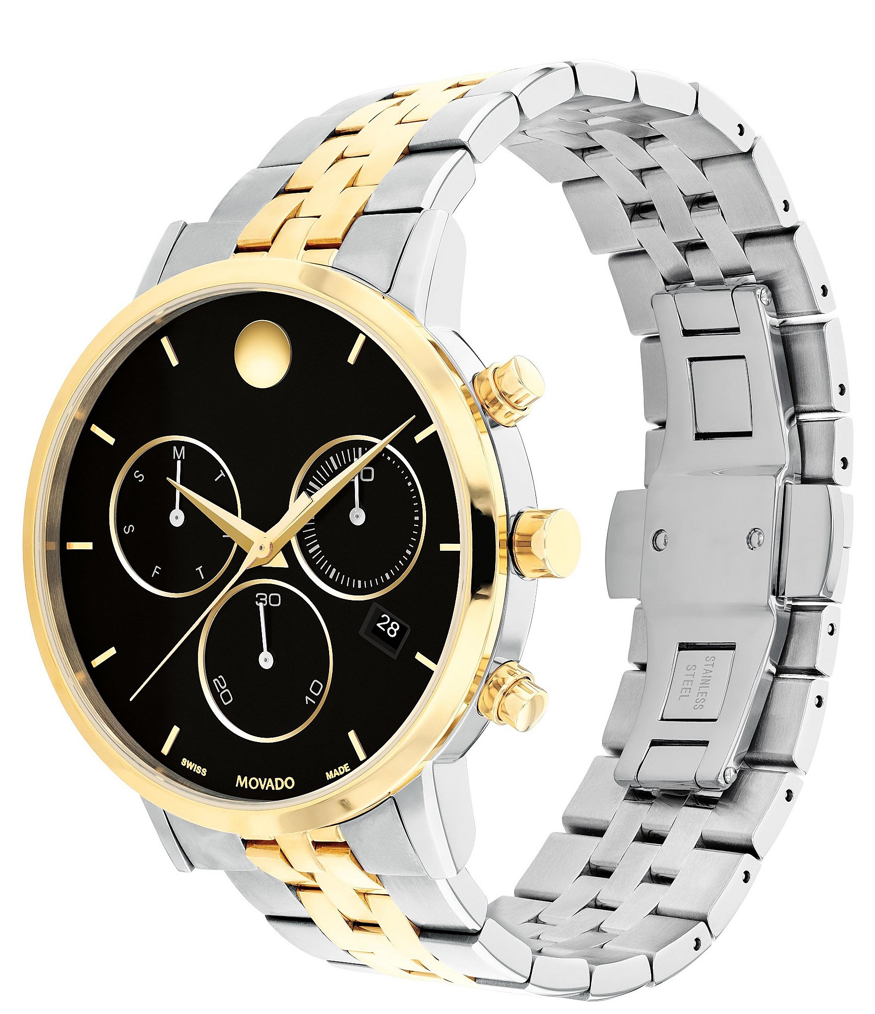 Movado Men's Museum Classic Quartz Chronograph Two Tone Stainless Steel Bracelet Watch