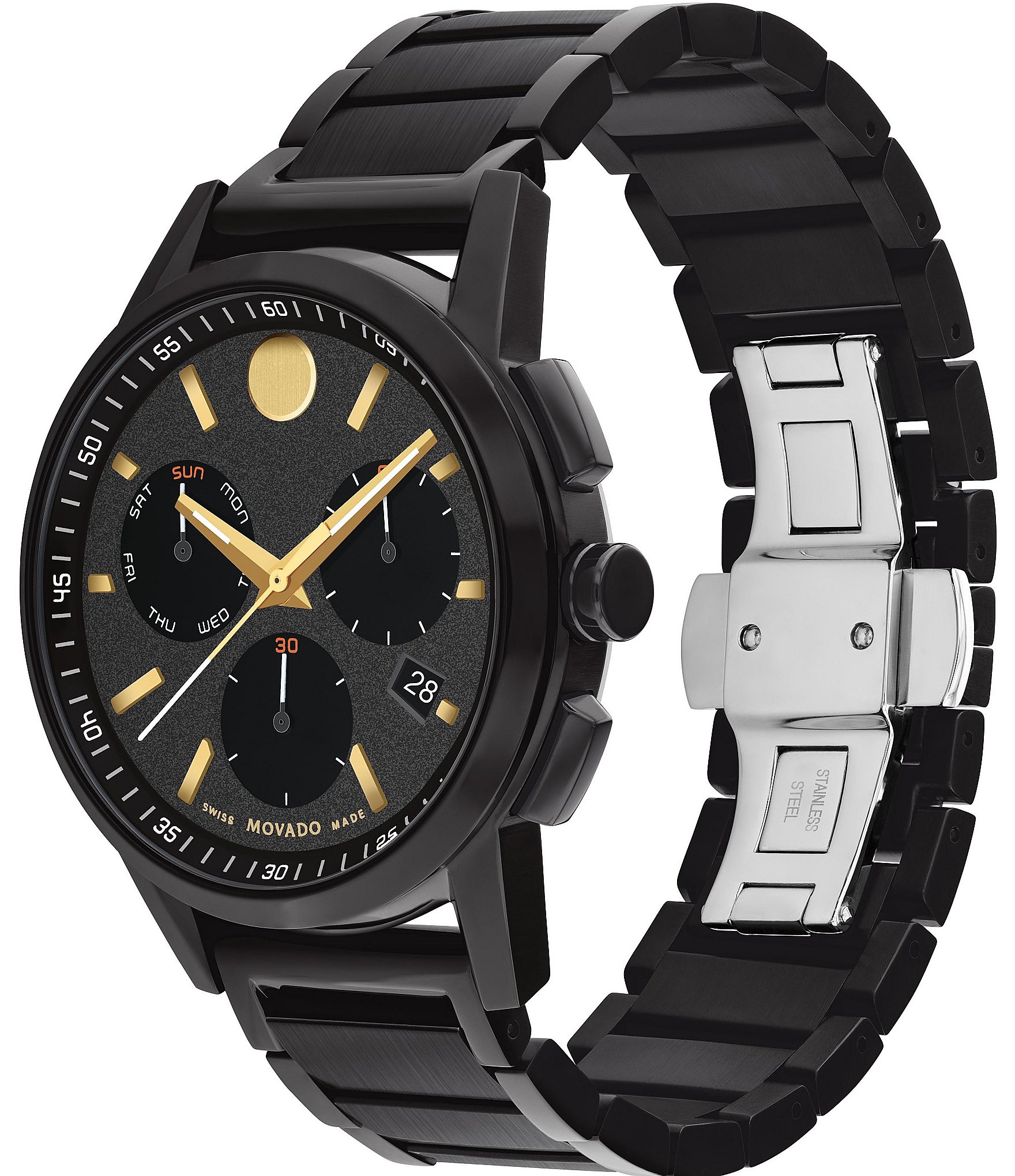 Movado Men's Museum Sport Chronograph Black Stainless Steel Bracelet Watch