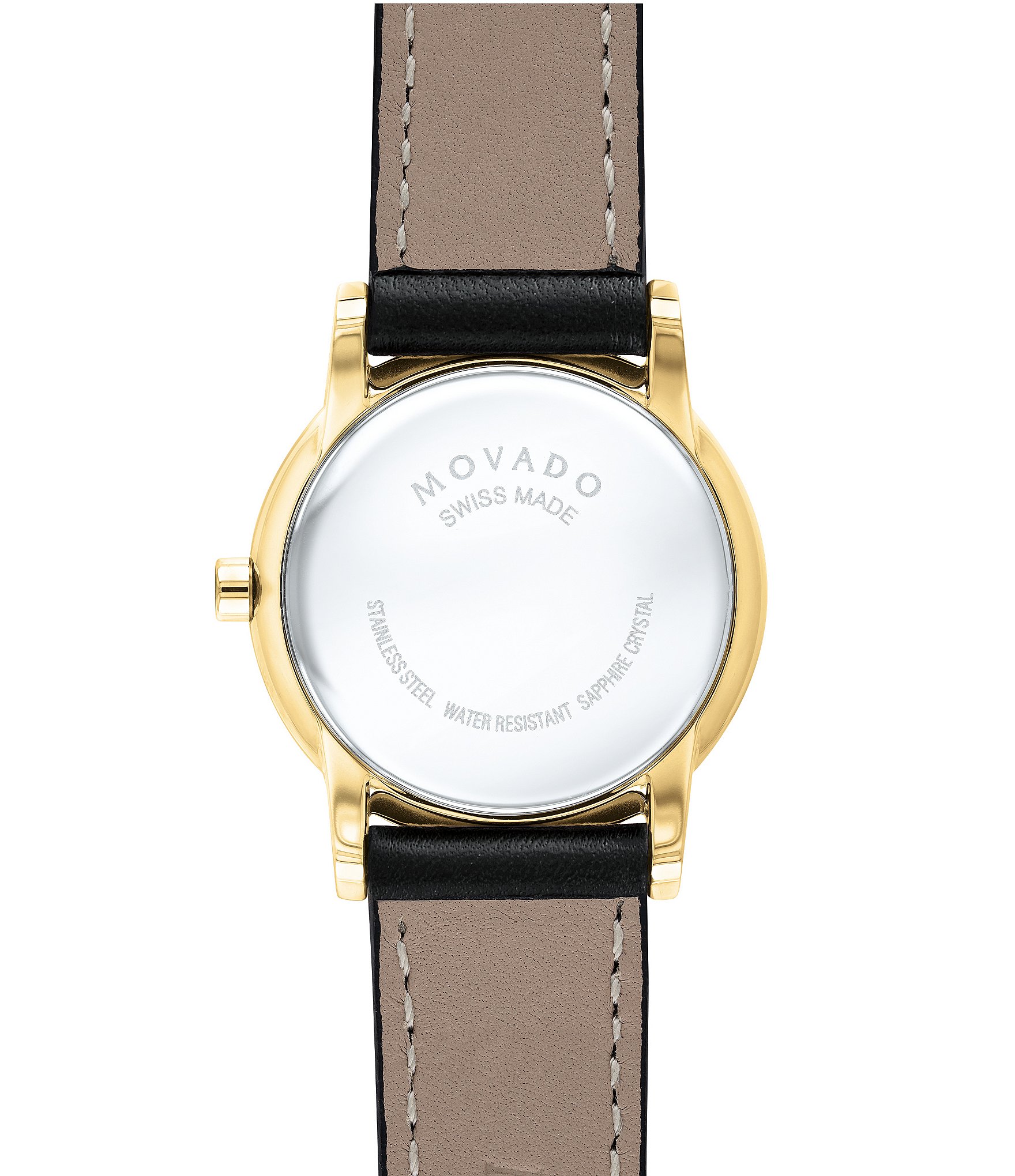 Movado Museum Classic Black and Gold Calfskin Strap Analog Watch