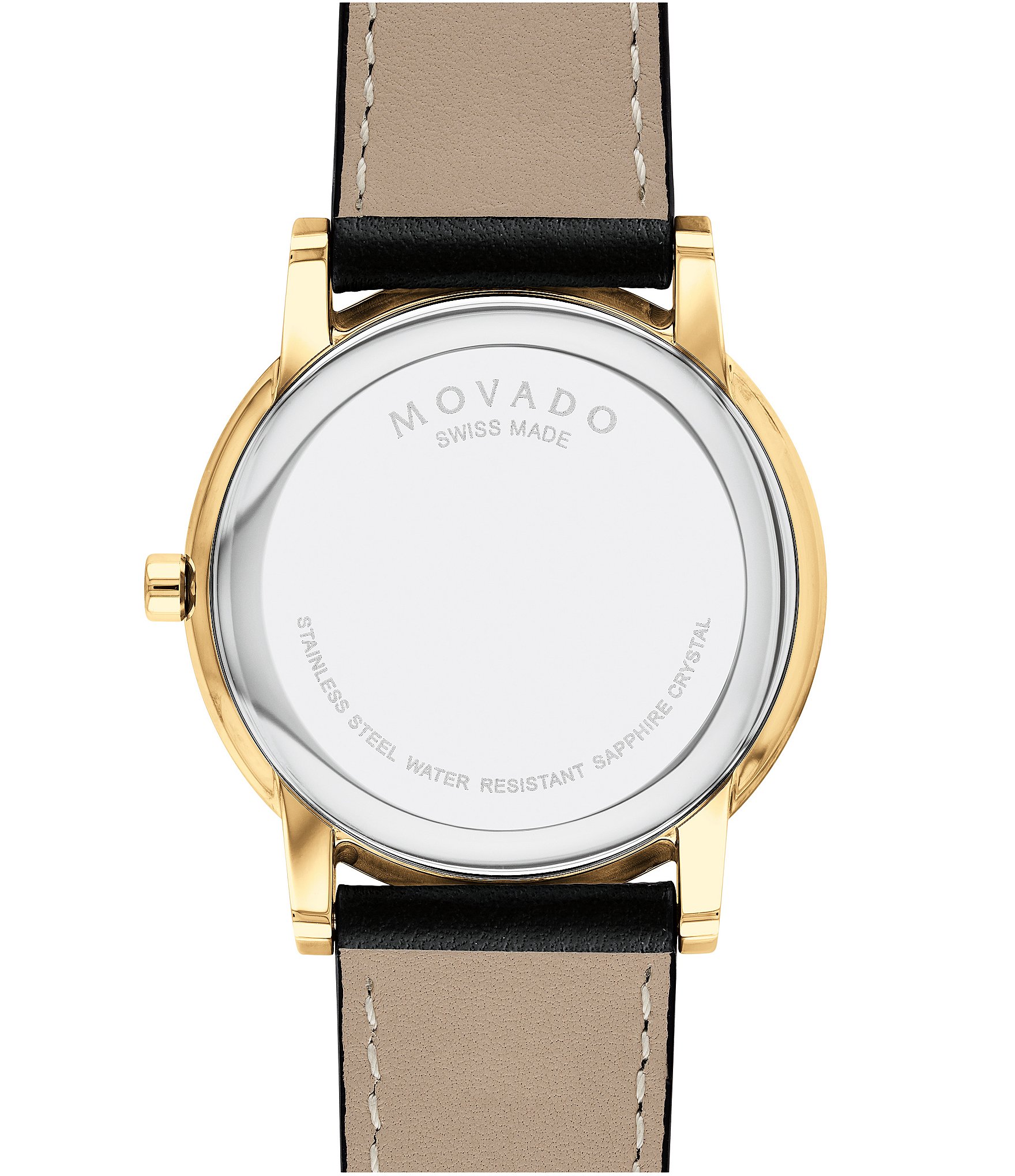 Movado Museum Classic Gold-Toned Case Black Calfskin Watch