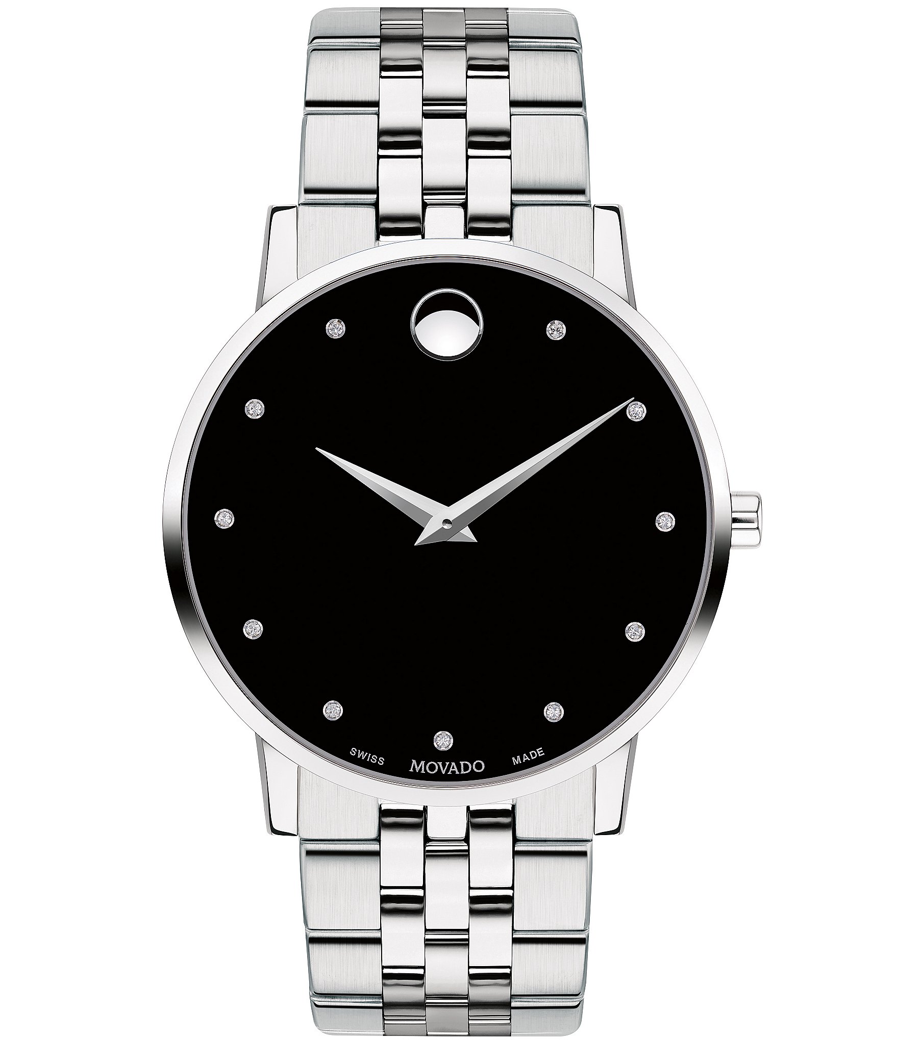 Movado Museum Classic Link Bracelet Watch with Diamond Detail