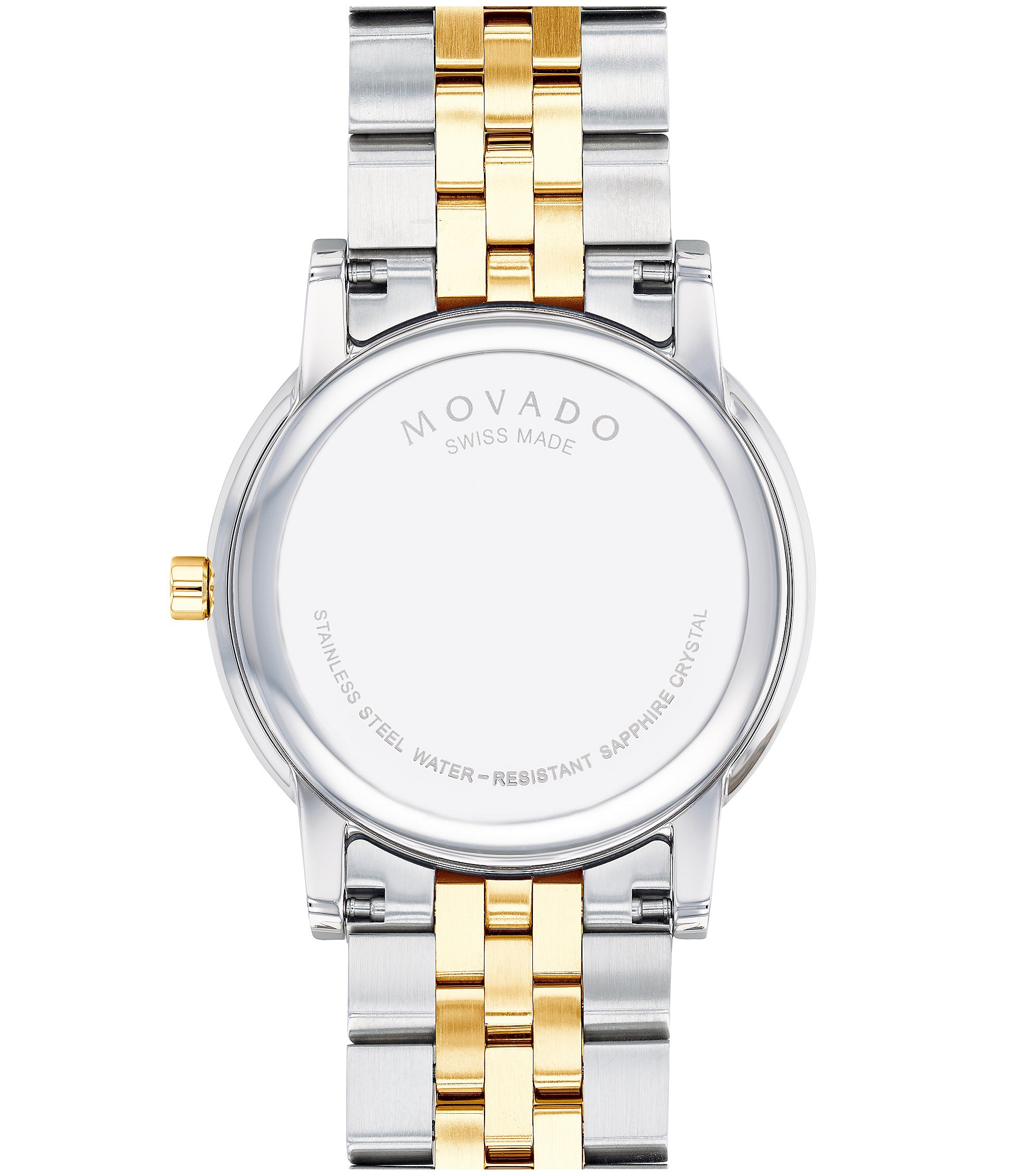 Movado Museum Classic Two Tone Link Bracelet Watch with Diamond Detail