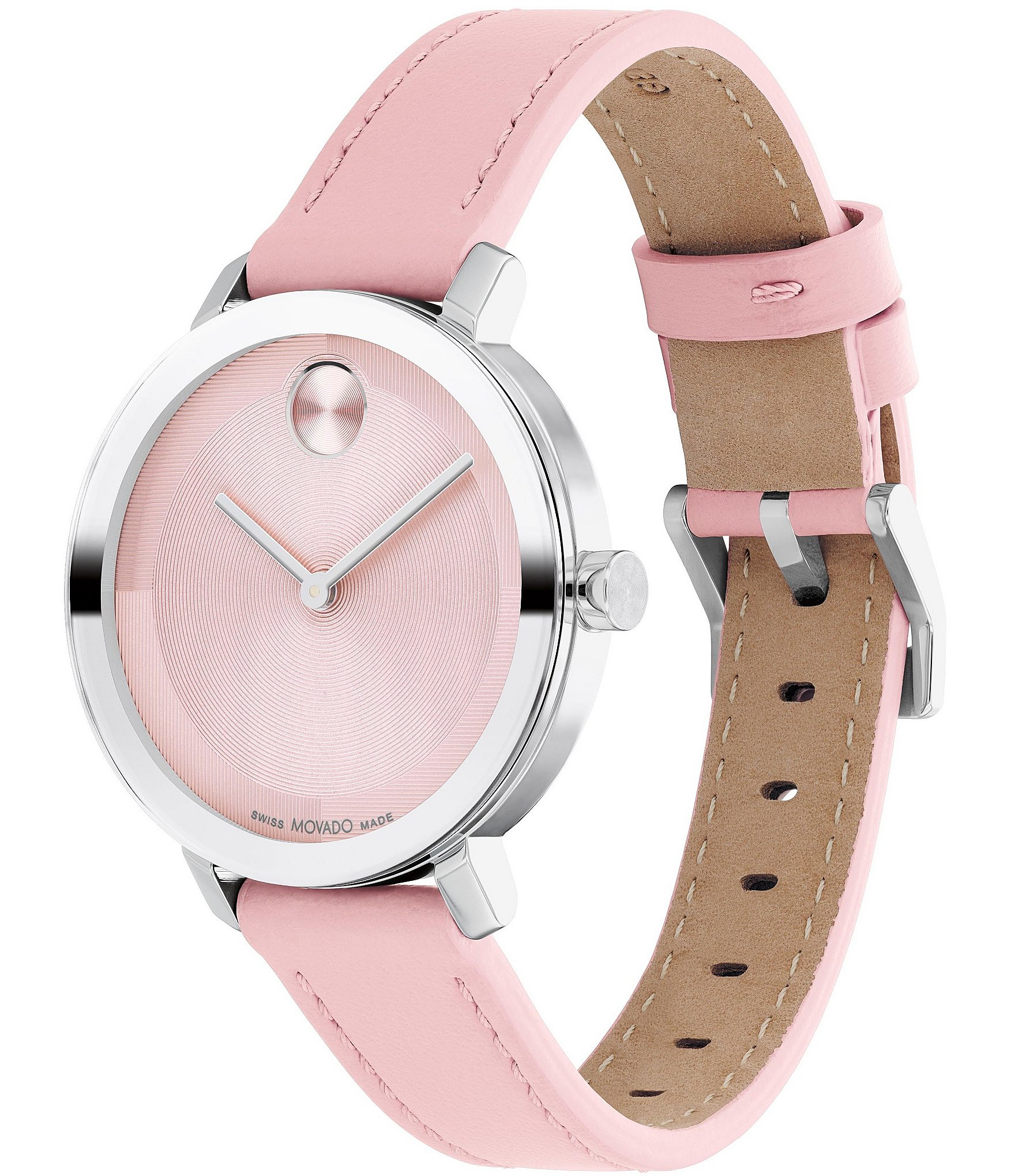 Movado Women's Bold 2.0 Quartz Analog Pink Leather Strap Watch