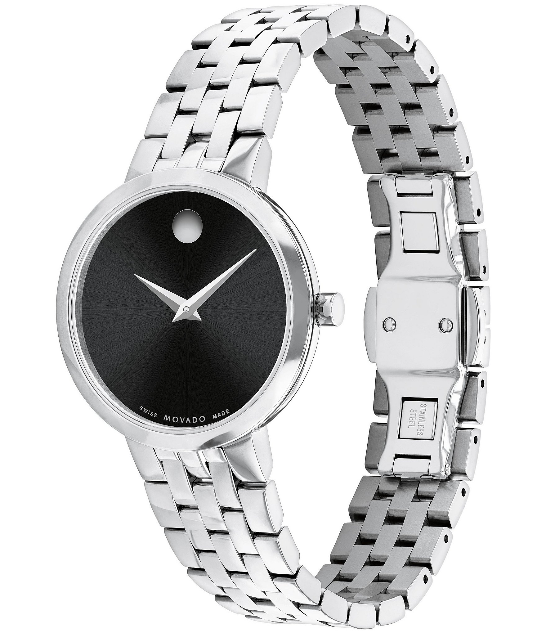 Movado Women's Museum Black Dial Classic Quartz Analog Stainless Steel Bracelet Watch