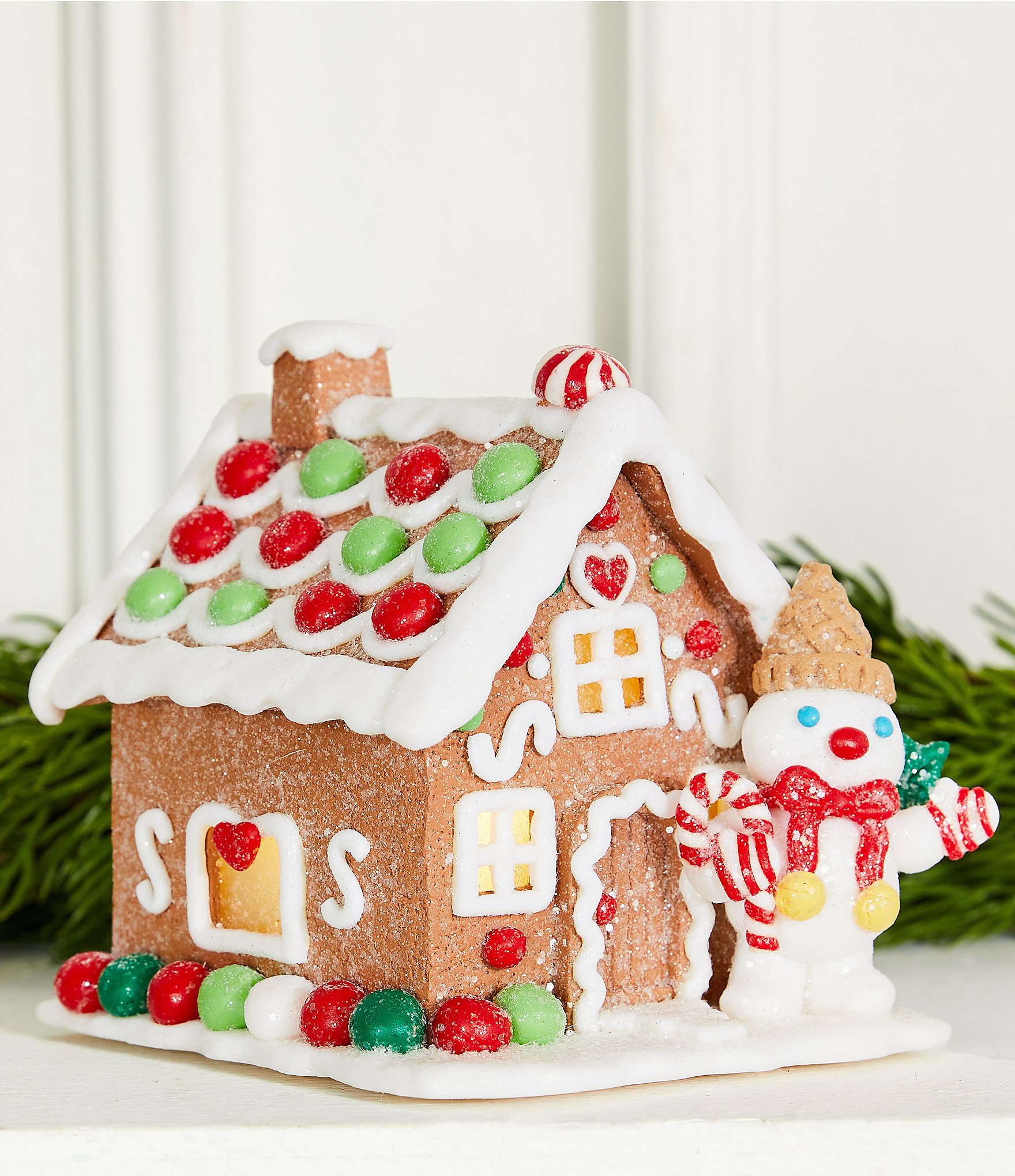 Mr. Bingle Clay Gingerbread Candy Roof LED Light-Up House Figurine