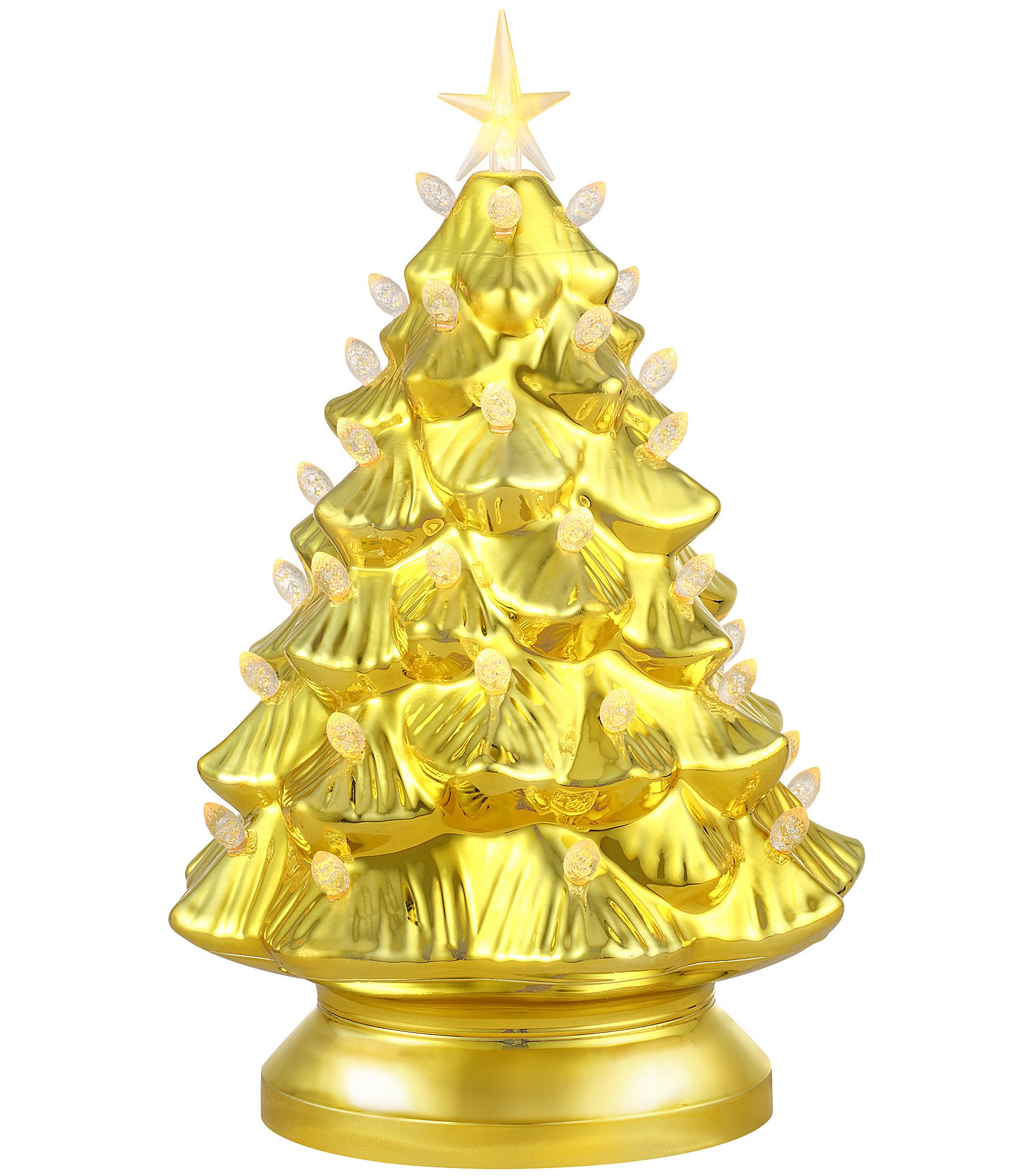 Mr. Christmas 14 in. Shatterproof Nostalgic Gold Tree Tabletop Decor ...