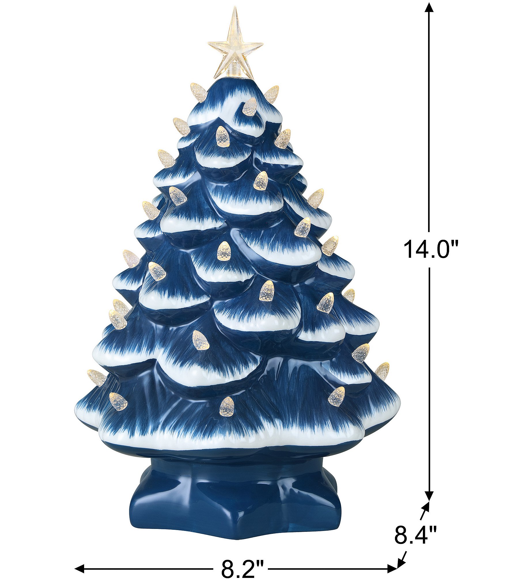 Mr. Christmas 14-Inch LED Nostalgic Ceramic Blue with White Bulbs Christmas Tree