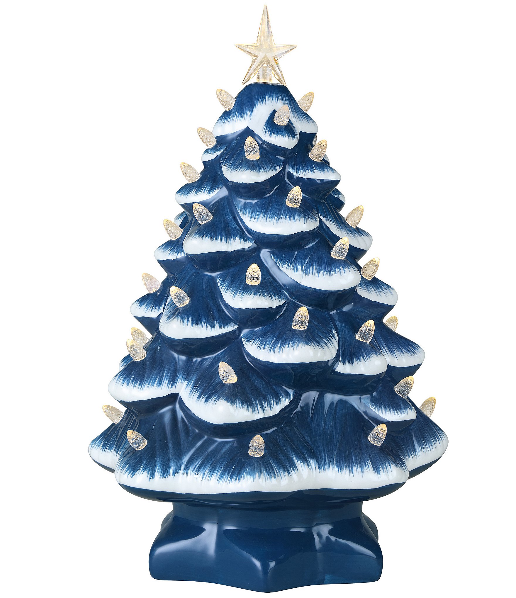 Mr. Christmas 14-Inch LED Nostalgic Ceramic Blue with White Bulbs Christmas Tree