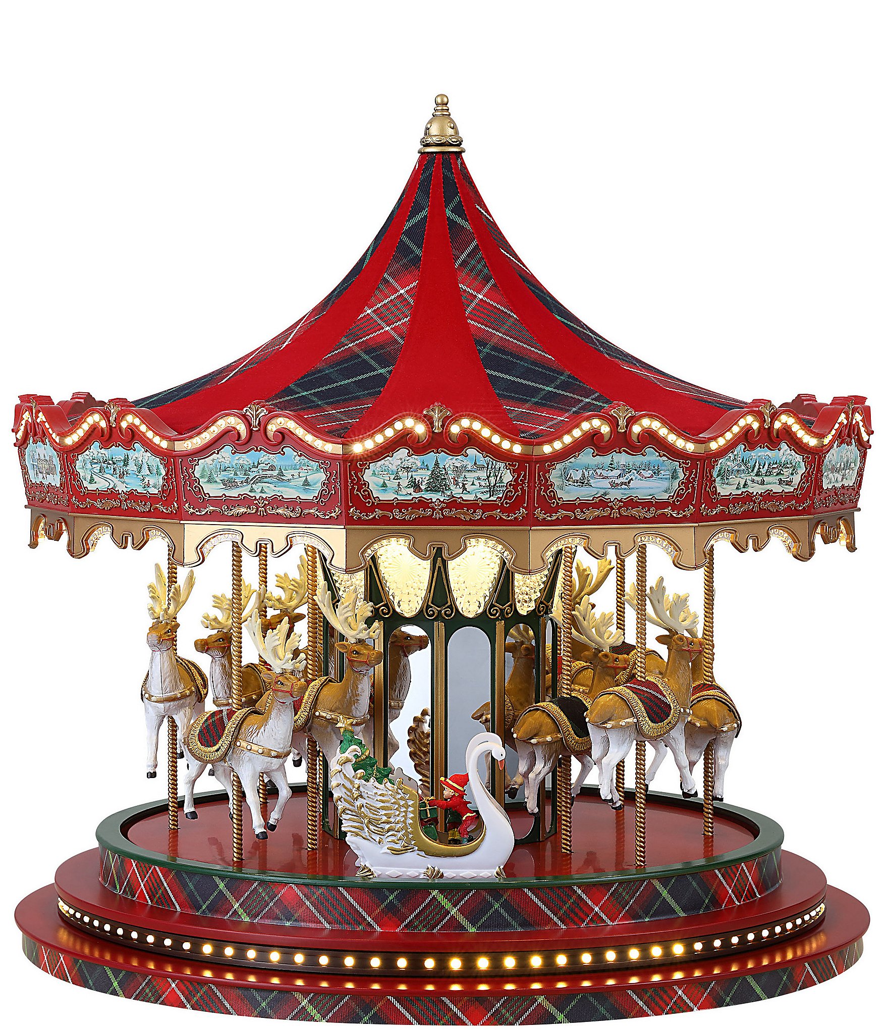 Mr. Christmas 17.3#double; Classic Plaid Animated And Musical Carousel