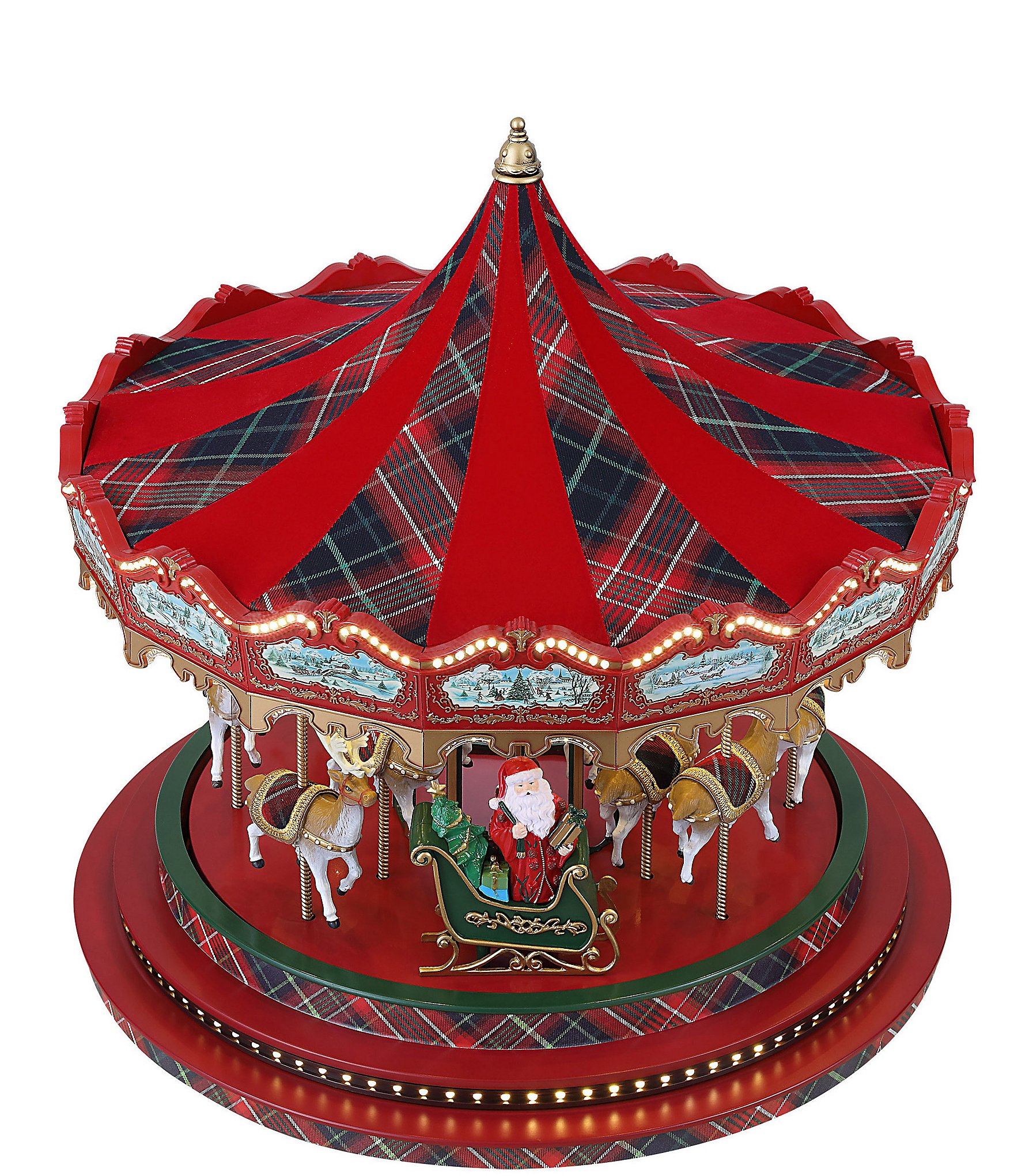 Mr. Christmas 17.3#double; Classic Plaid Animated And Musical Carousel