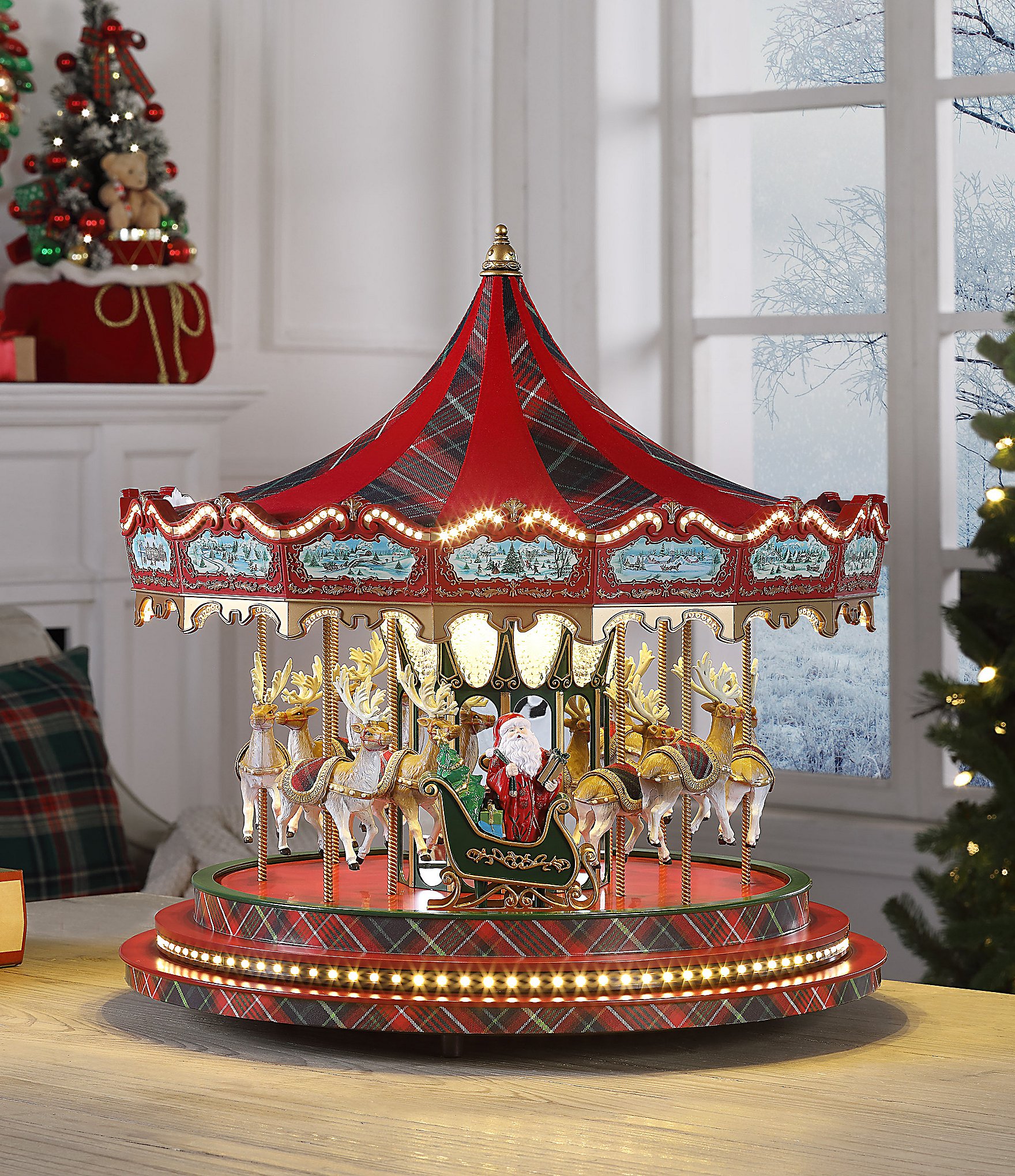 Mr. Christmas 17.3#double; Classic Plaid Animated And Musical Carousel