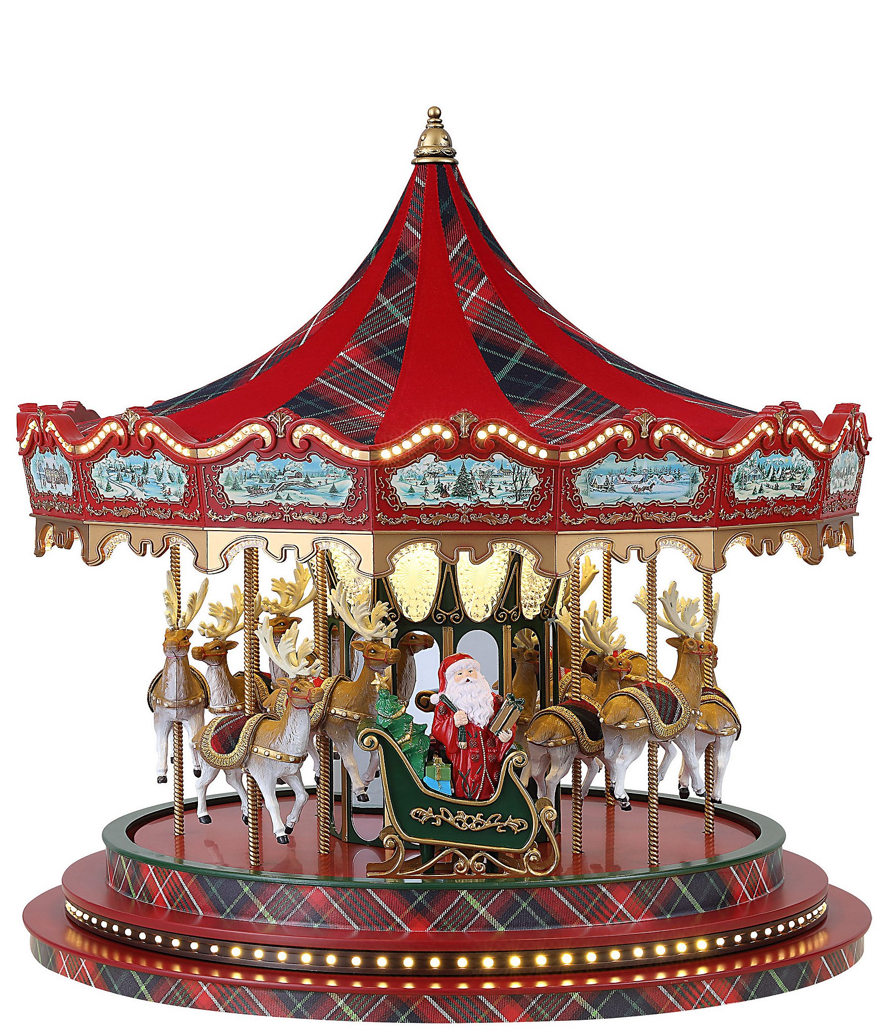 Mr. Christmas 17.3#double; Classic Plaid Animated And Musical Carousel