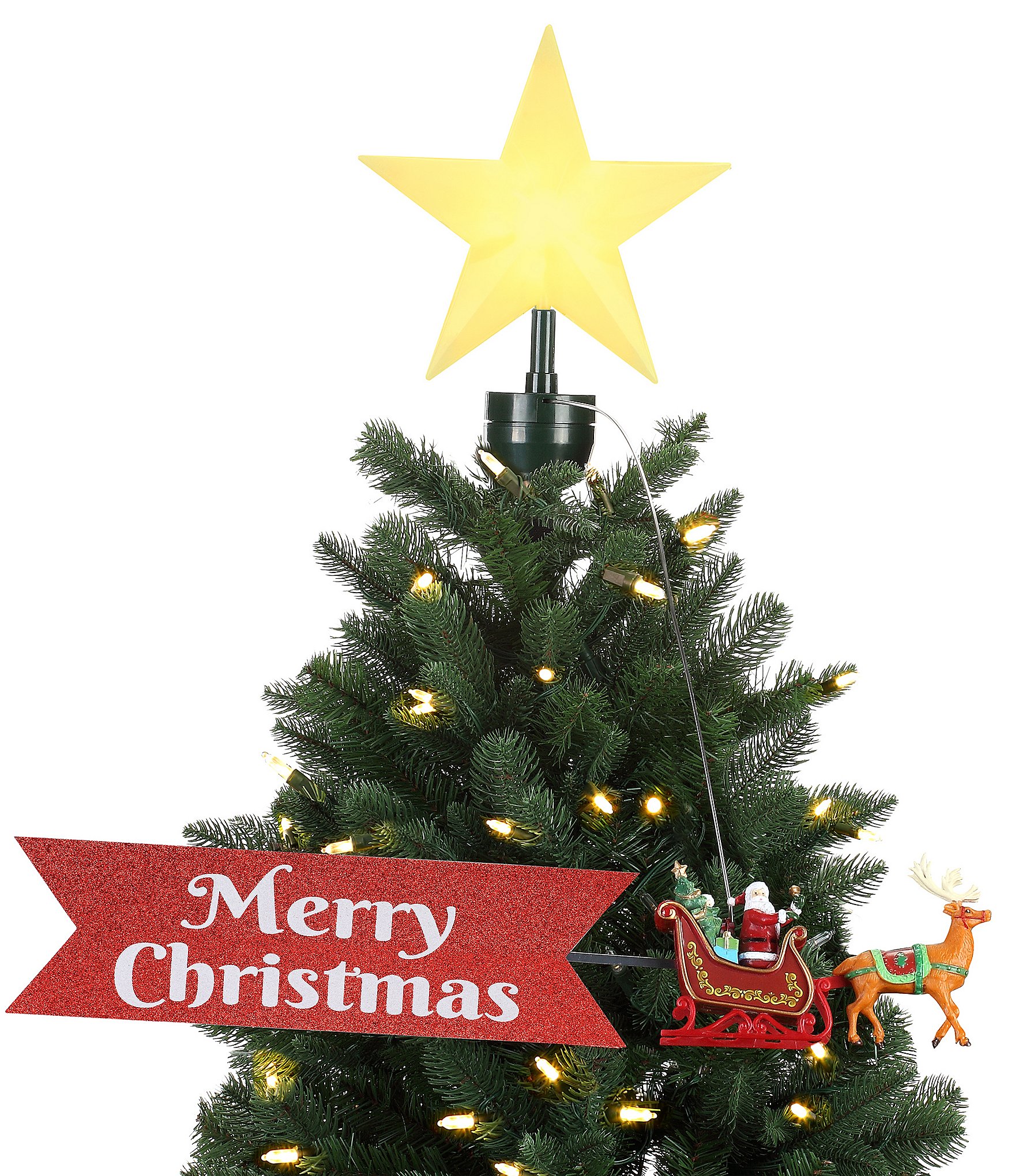 Mr. Christmas LED Lighted & Animated Santa's Sleigh Tree Topper
