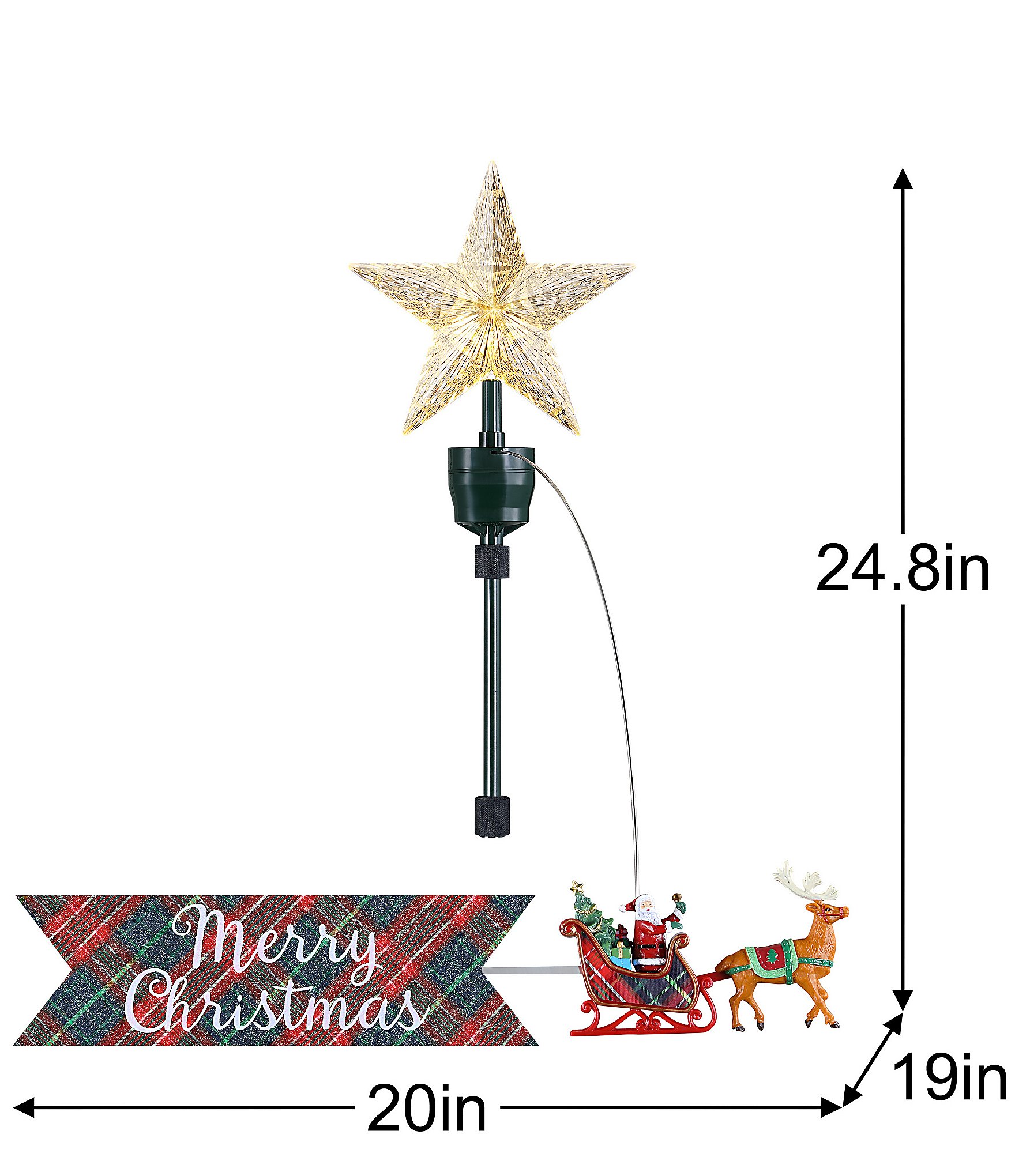 Mr. Christmas Merry Christmas LED Classic Plaid Animated Tree Topper