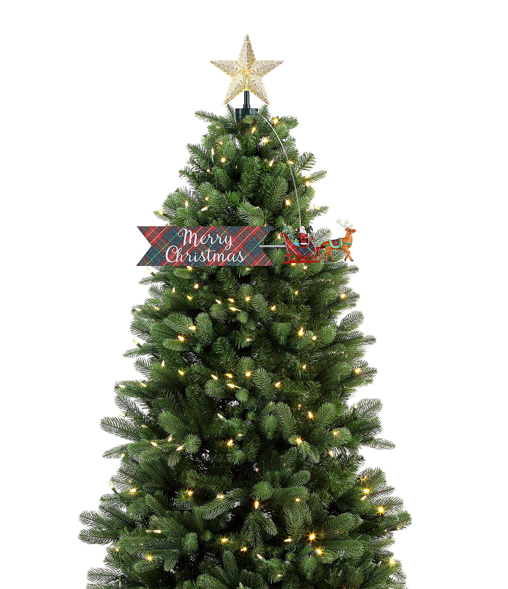 Mr. Christmas Merry Christmas LED Classic Plaid Animated Tree Topper