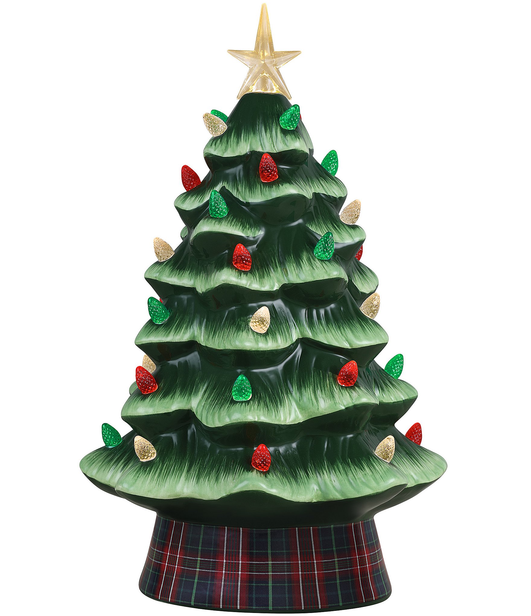 Mr. Christmas Vintage Inspired LED Plaid Base Ceramic Christmas Tree