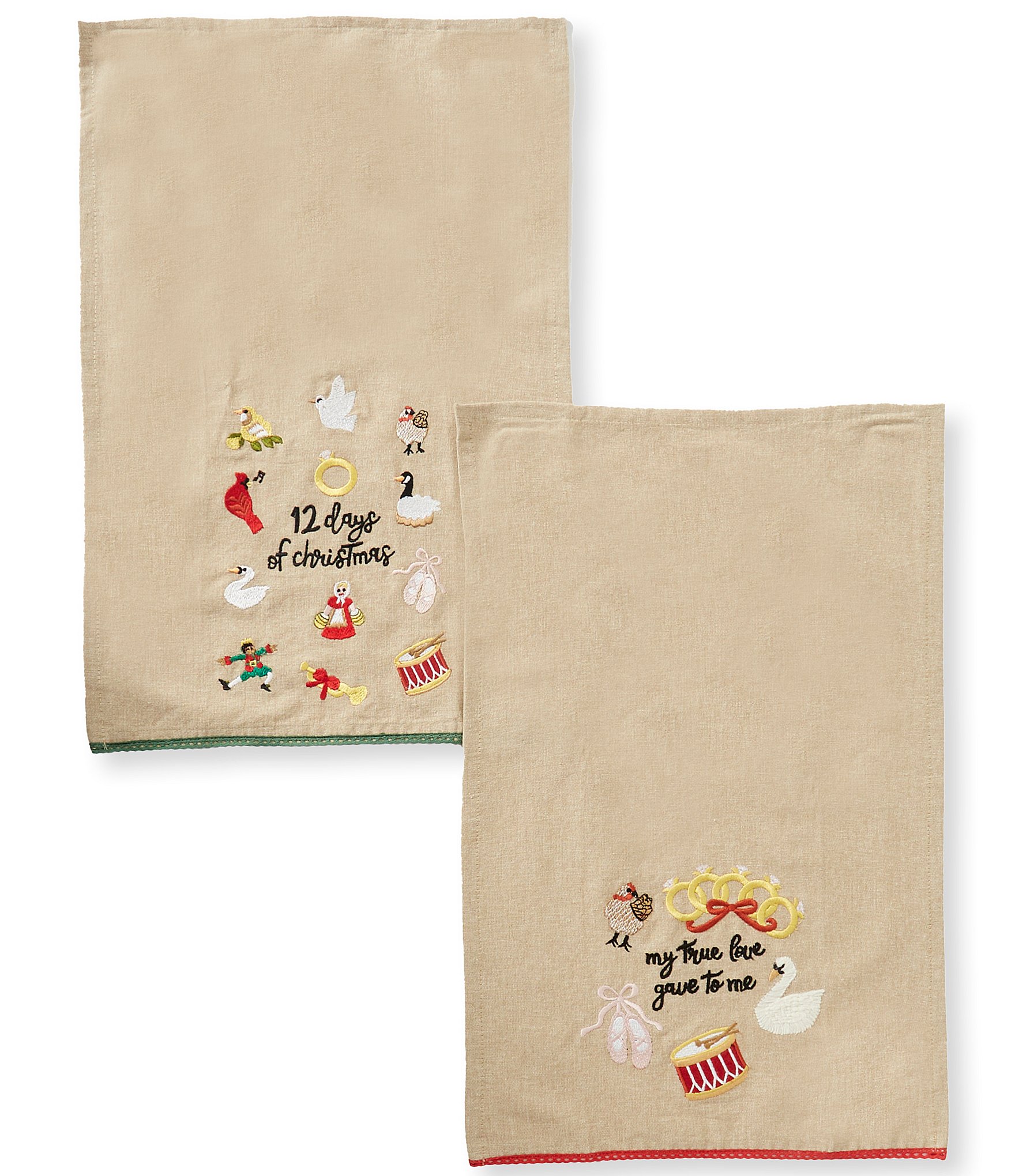 Mud Pie 12 Days Christmas Embroidery Towel Set
