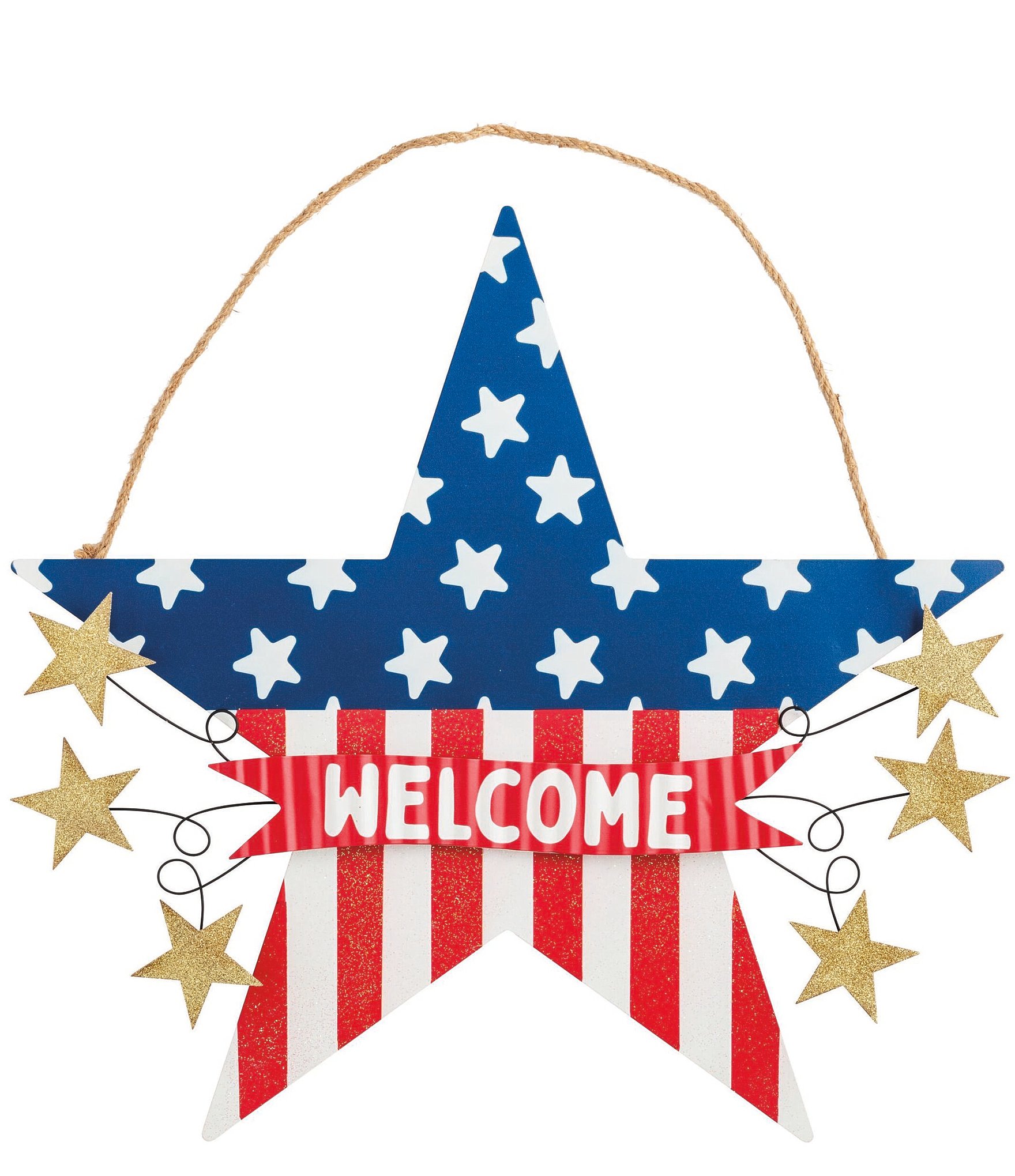 Mud Pie Americana Collection Patriotic Welcome Star Shaped Door Hanger