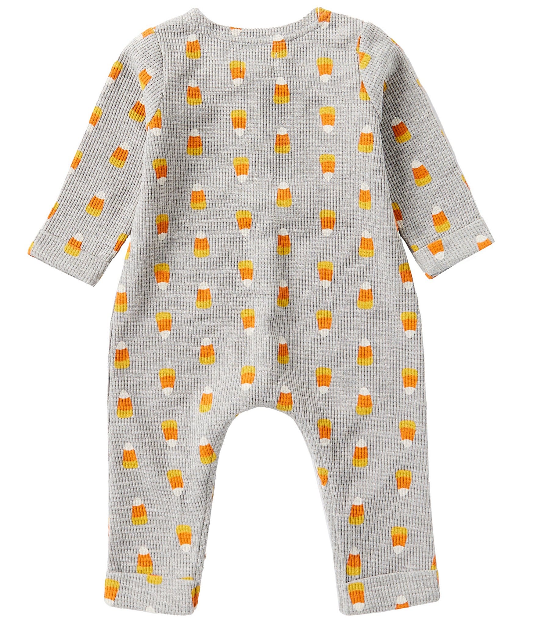 Mud Pie Baby Boys 3-12 Months Long Sleeve Candy Corn Waffle-Knit Coverall