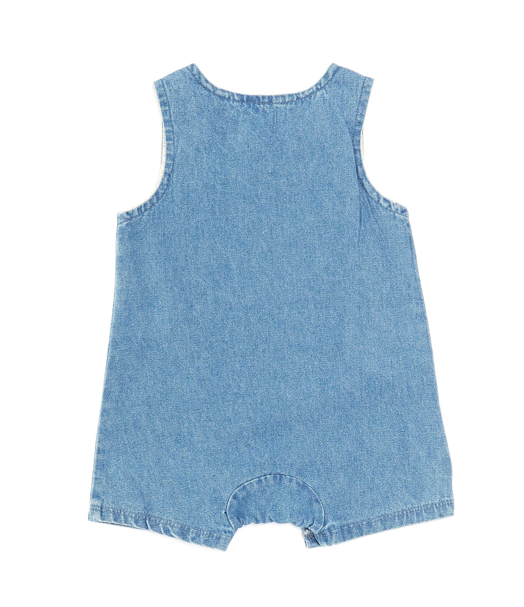 Mud Pie Baby Boys 3-12 Months Sleeveless Cowboy Boot Denim Shortall