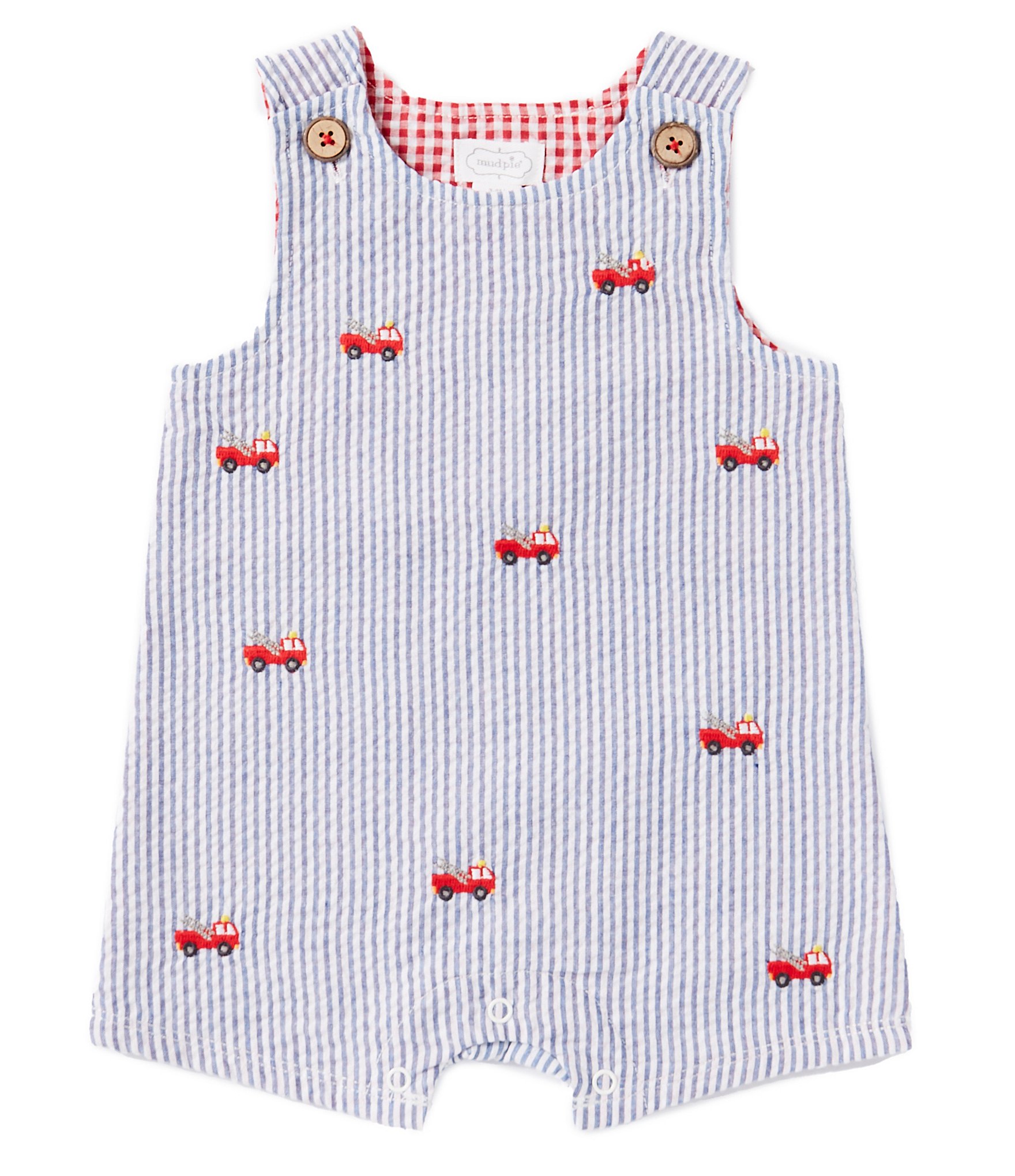 Mud Pie Baby Boys 3-12 Months Sleeveless Fire Truck Embroidered ...