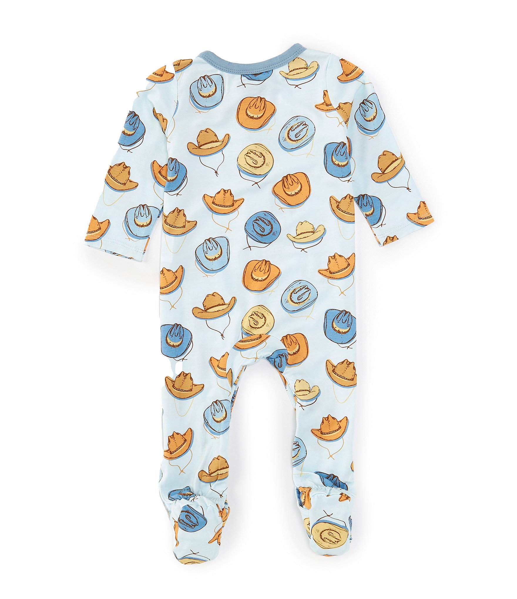 Mud Pie Baby Boys Newborn-9 Months Long-Sleeve Cowboy-Themed-Printed Footie Coverall