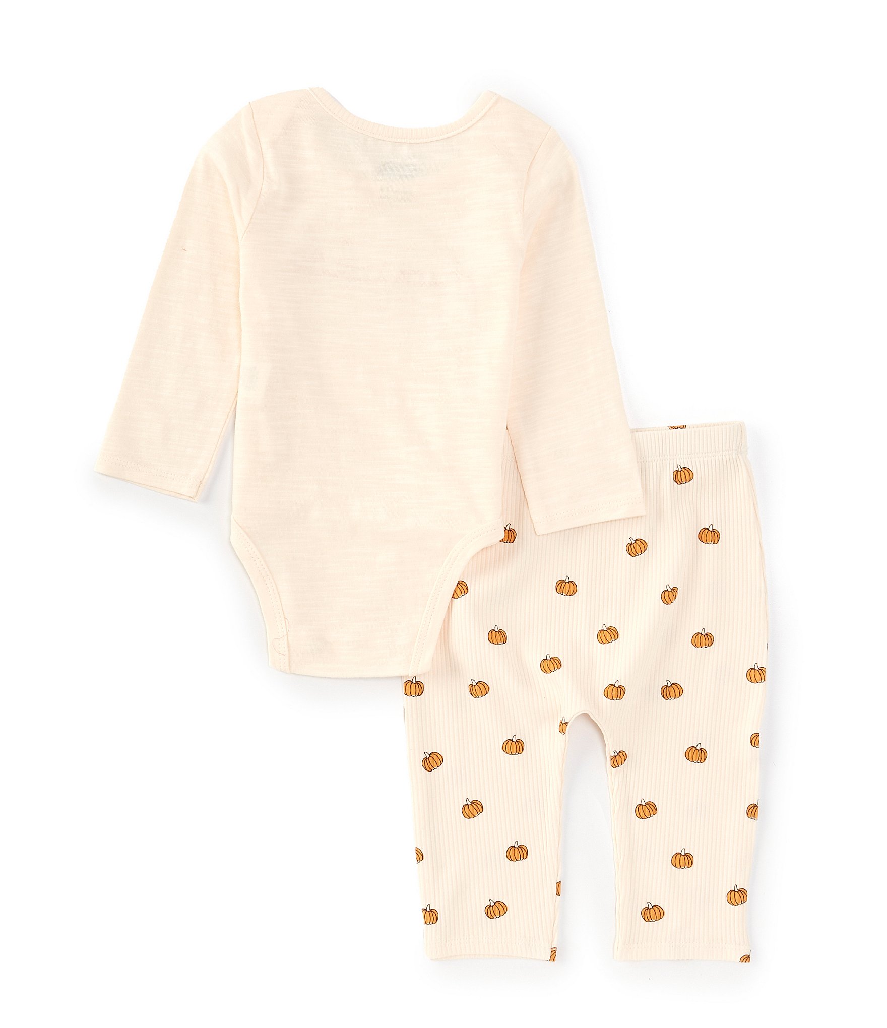 Mud Pie Baby Boys Newborn-9 Months Pumpkin Long Sleeve Bodysuit & Pumpkin Print Pants Set