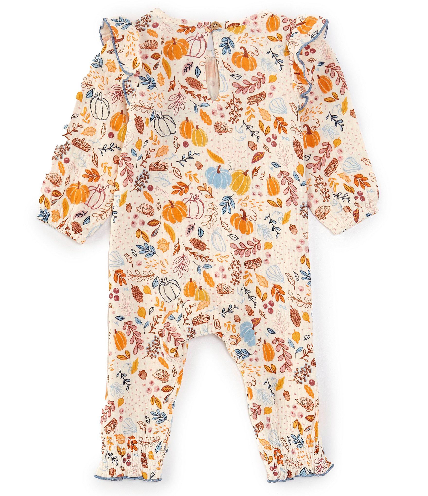 Mud Pie Baby Girls 3-12 Months Long Sleeve Pumpkin/Floral Coverall